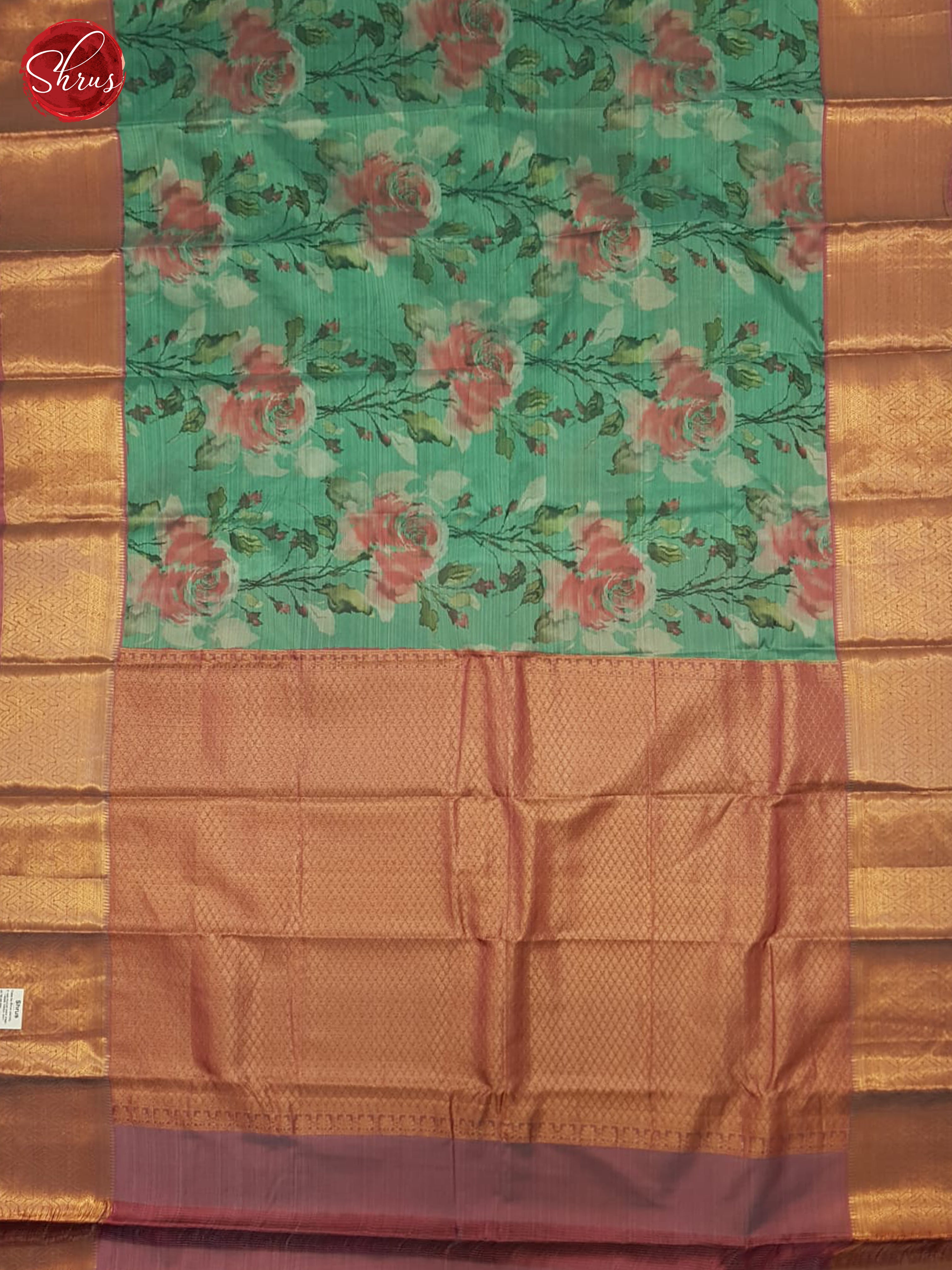 Green And Dusty Pink- Kanchipuram Half-pure Silk Saree - Shop on ShrusEternity.com