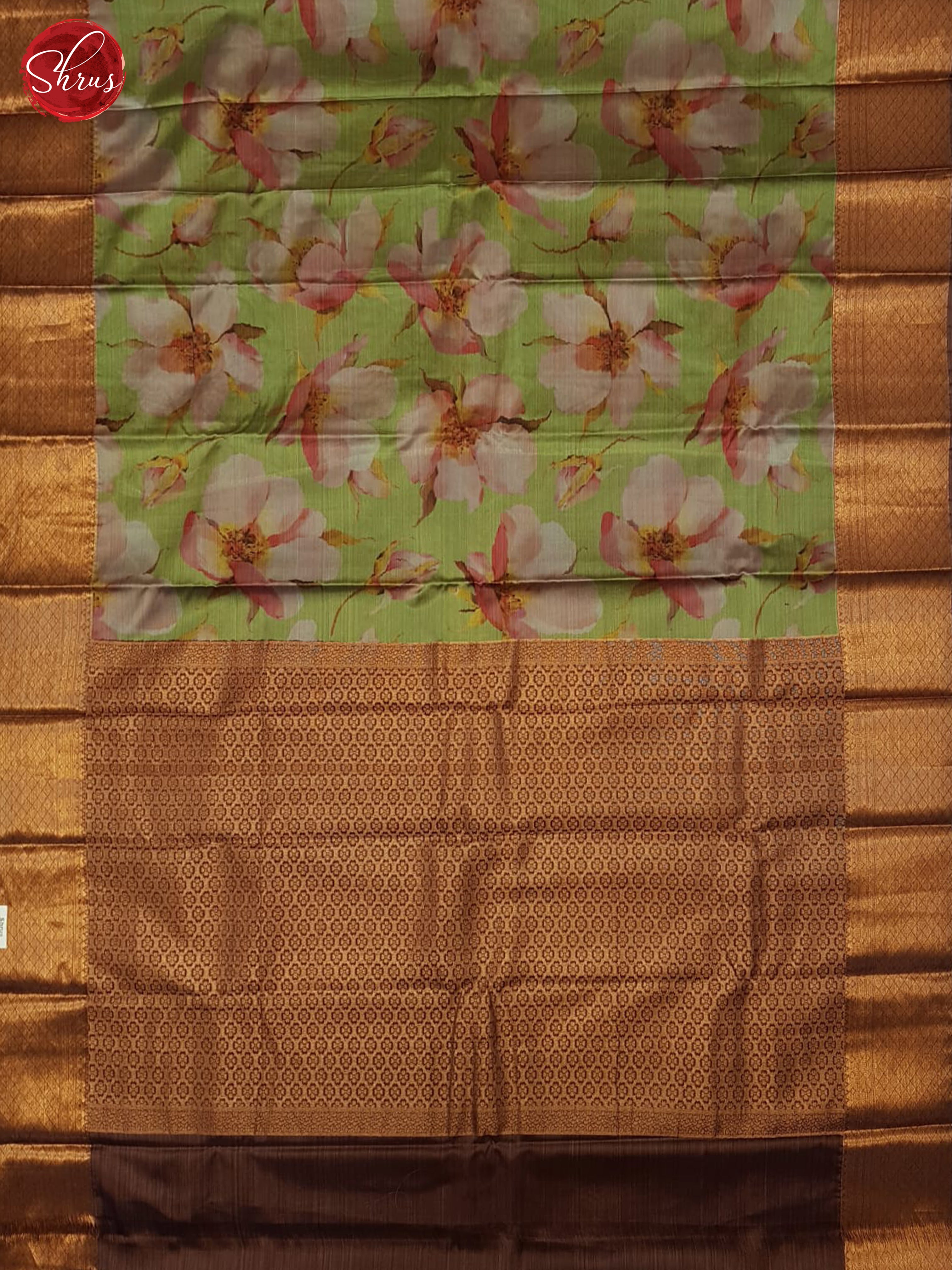 Green & Brown - Kanchipuram Half- pure Silk Saree - Shop on ShrusEternity.com
