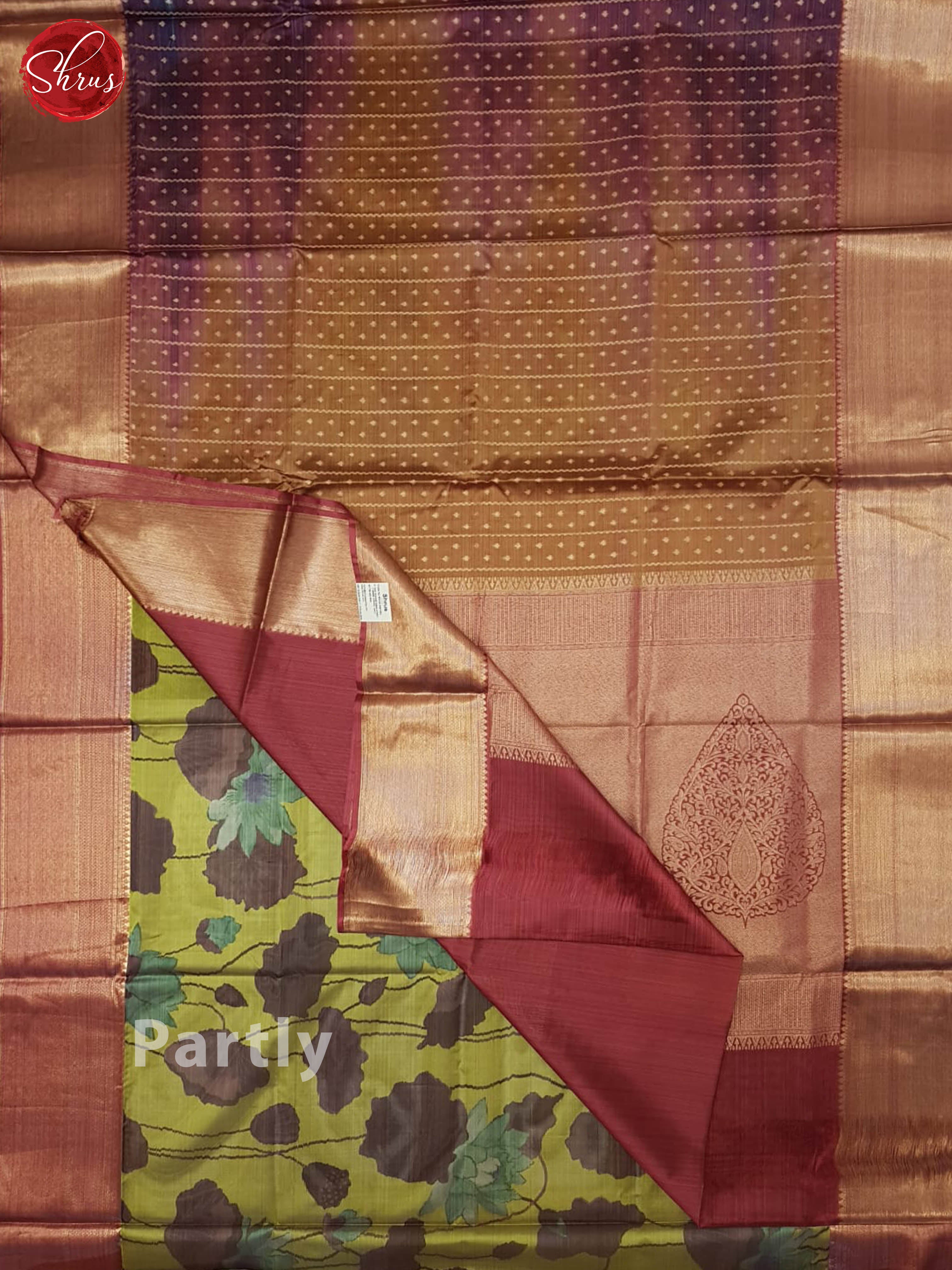 Green And Maroon-Kanchipuram haf-pure Silk saree - Shop on ShrusEternity.com