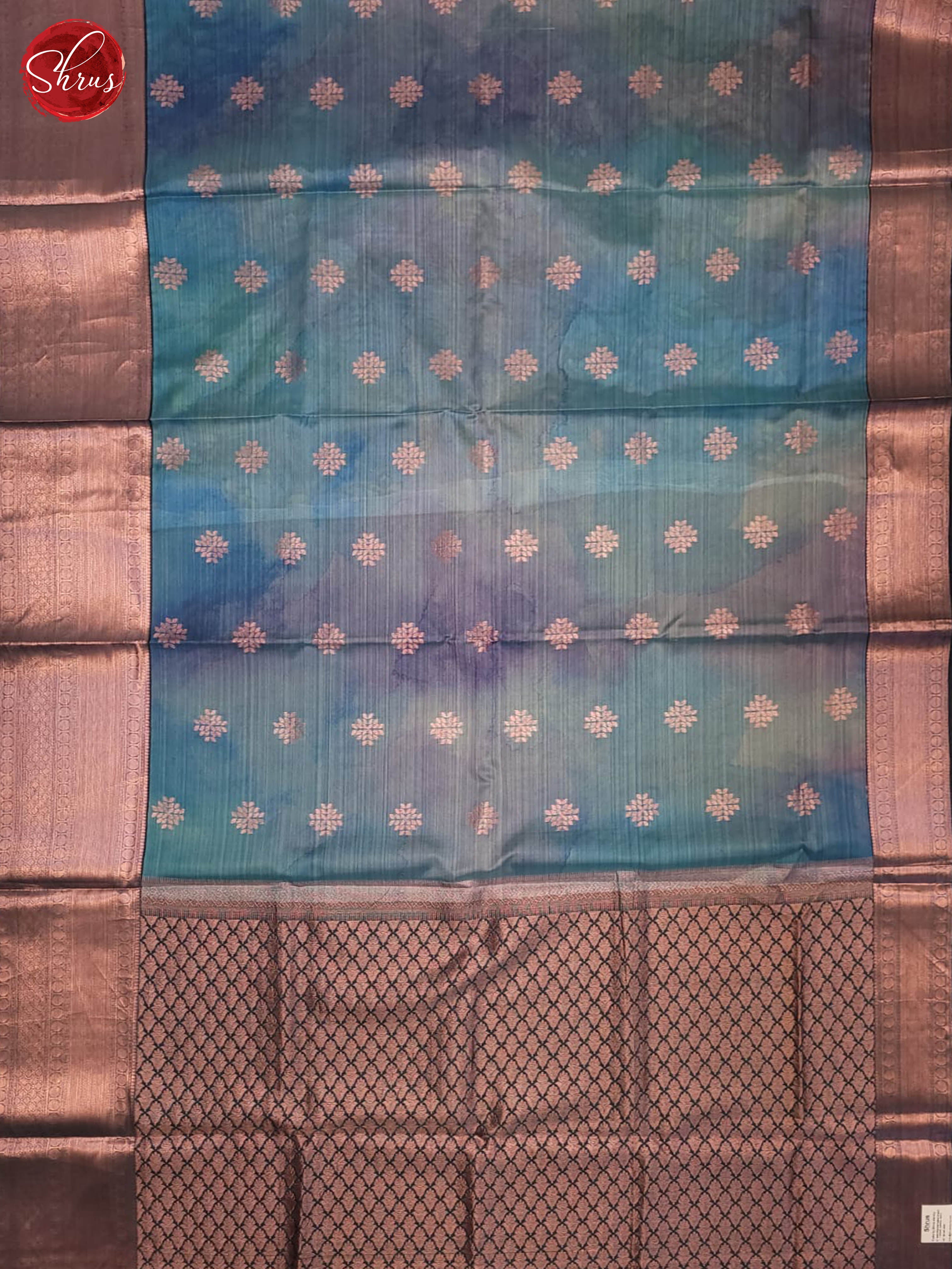 Blue and GReen - Kanchipuram Half-pure Silk Saree - Shop on ShrusEternity.com