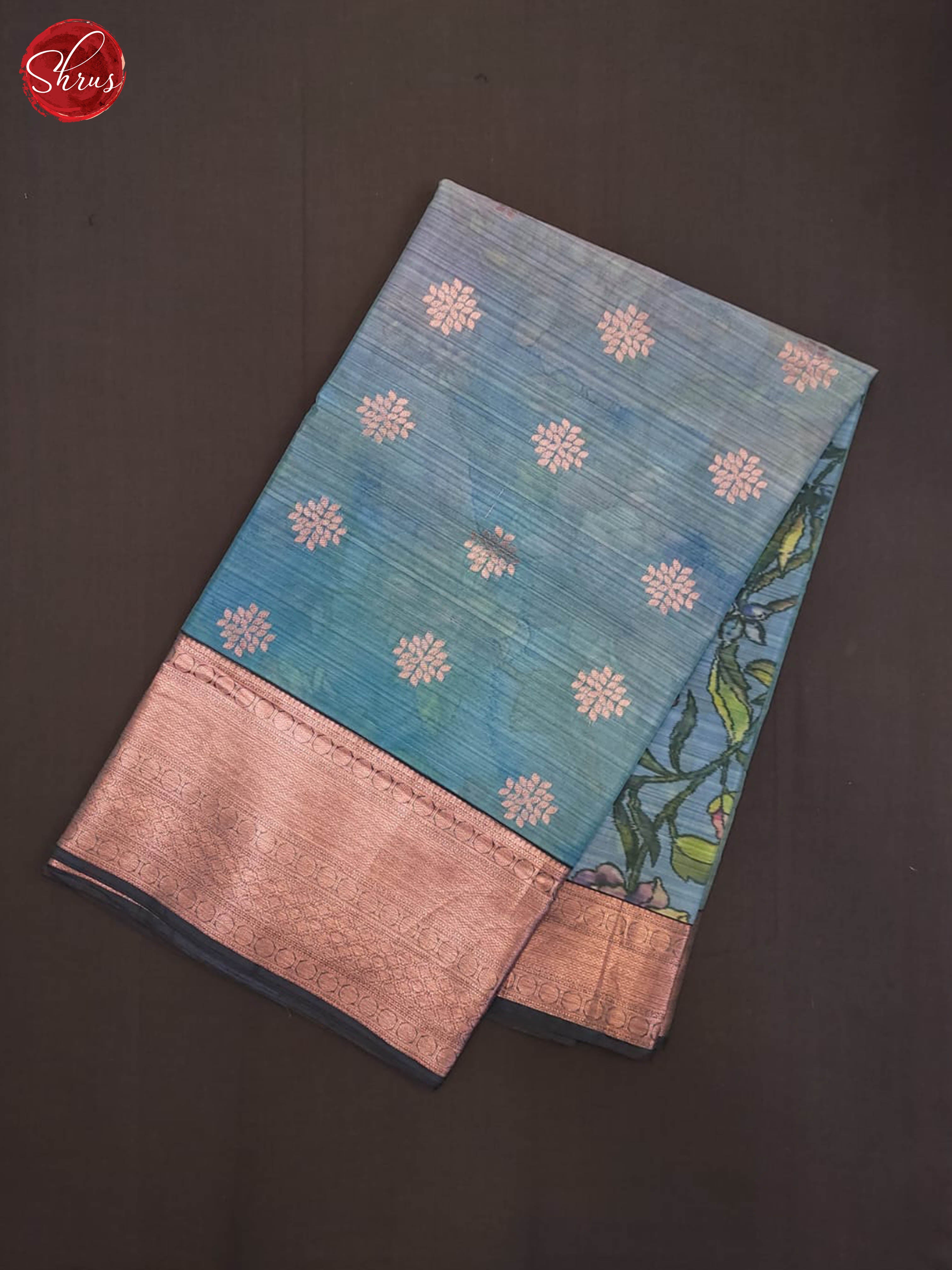 Blue and GReen - Kanchipuram Half-pure Silk Saree - Shop on ShrusEternity.com