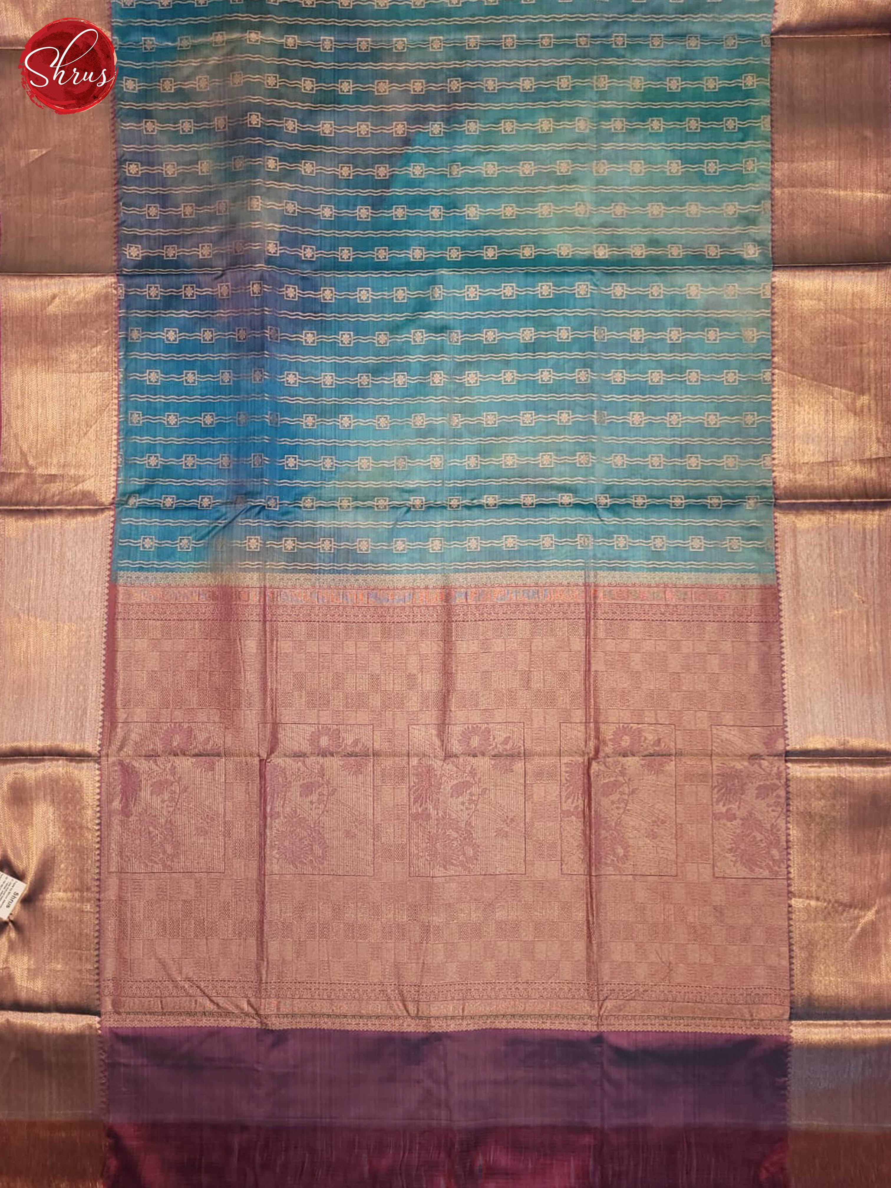 Blue and lavender-Kanchipuram half-pure Silk Saree - Shop on ShrusEternity.com