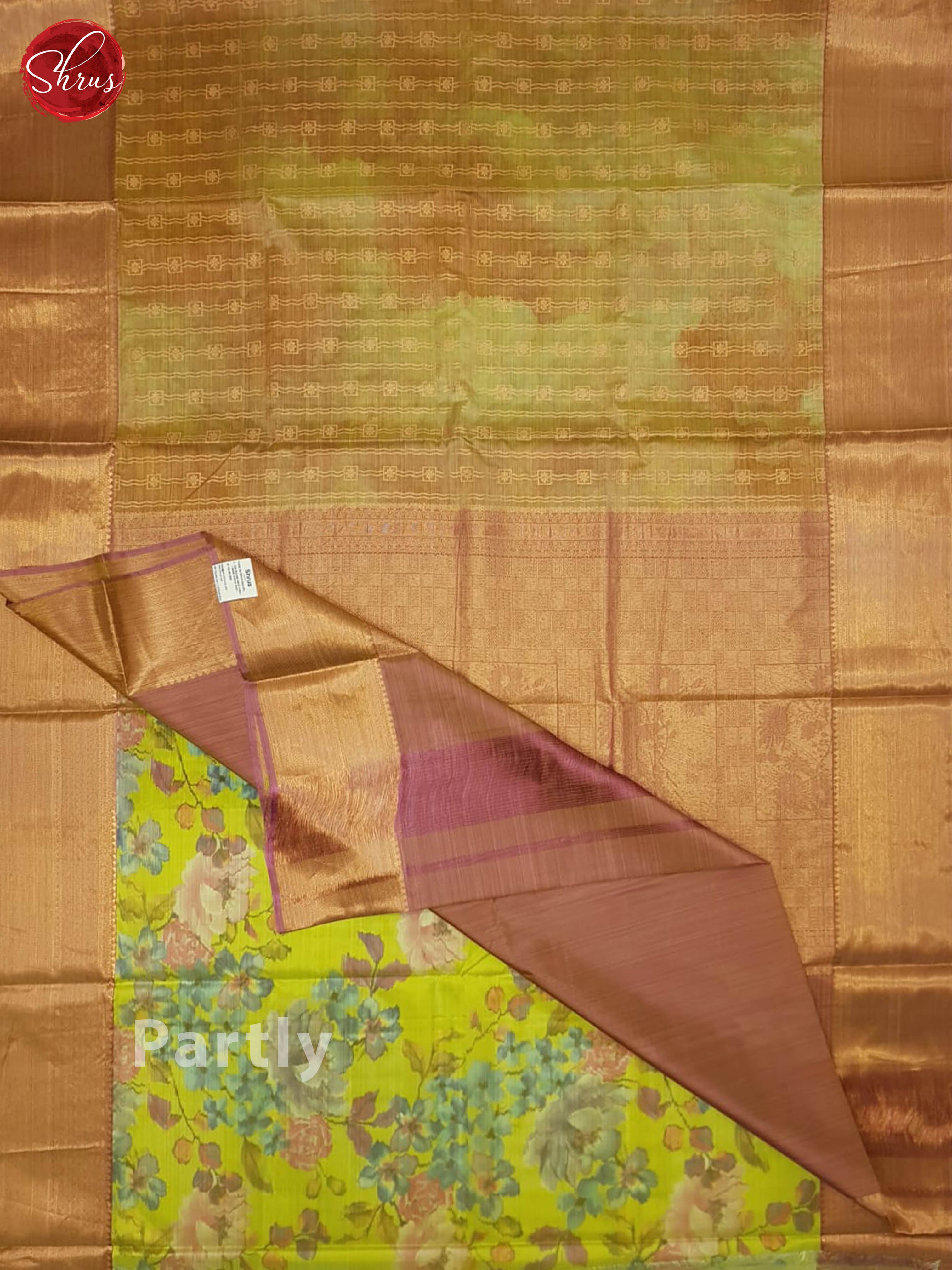 Green And Dusty Pink- Kanchipuram Half-pure silk saree - Shop on ShrusEternity.com