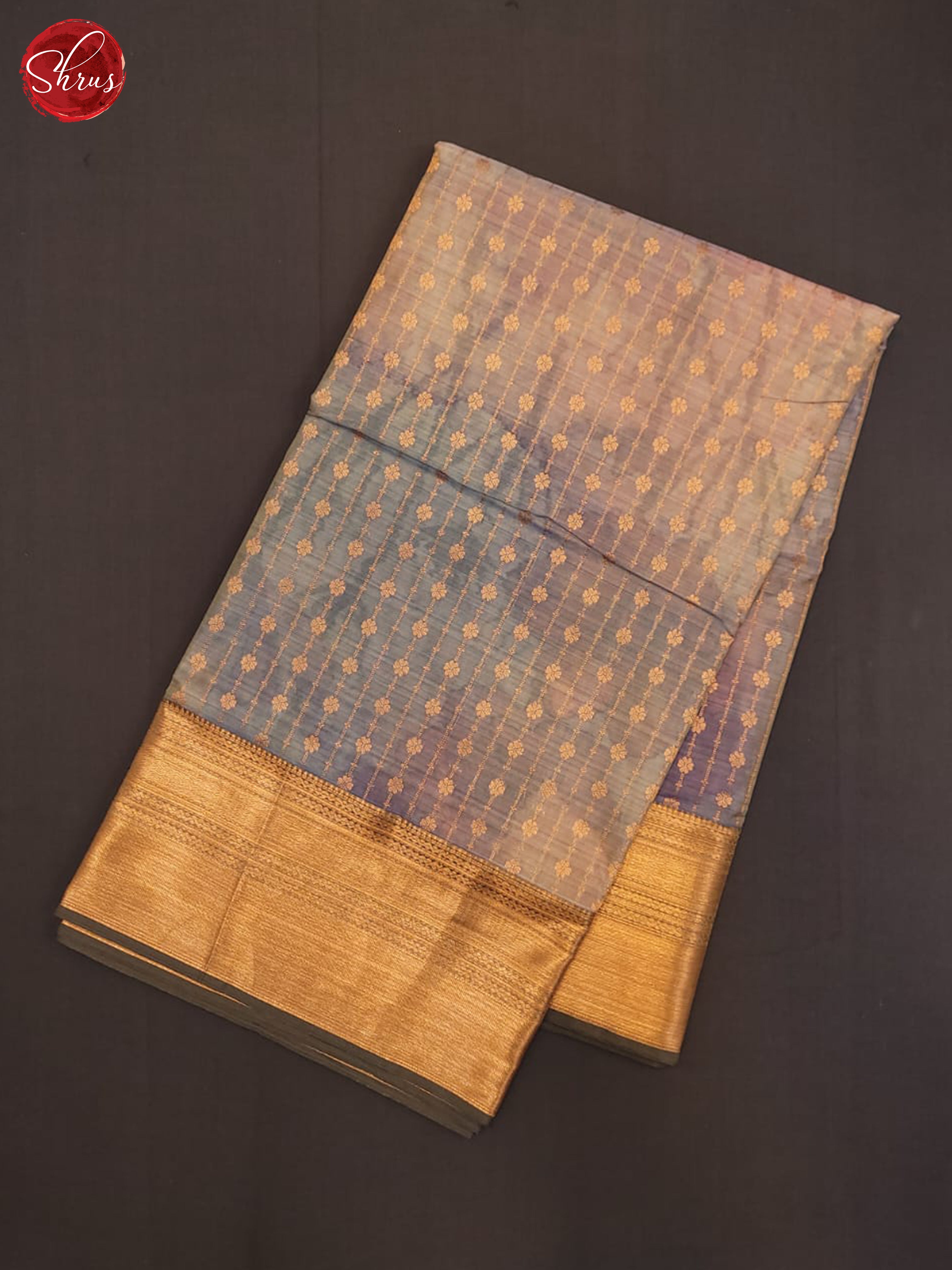 Blue and cream- Kanchipuram half-pure Silk Saree - Shop on ShrusEternity.com