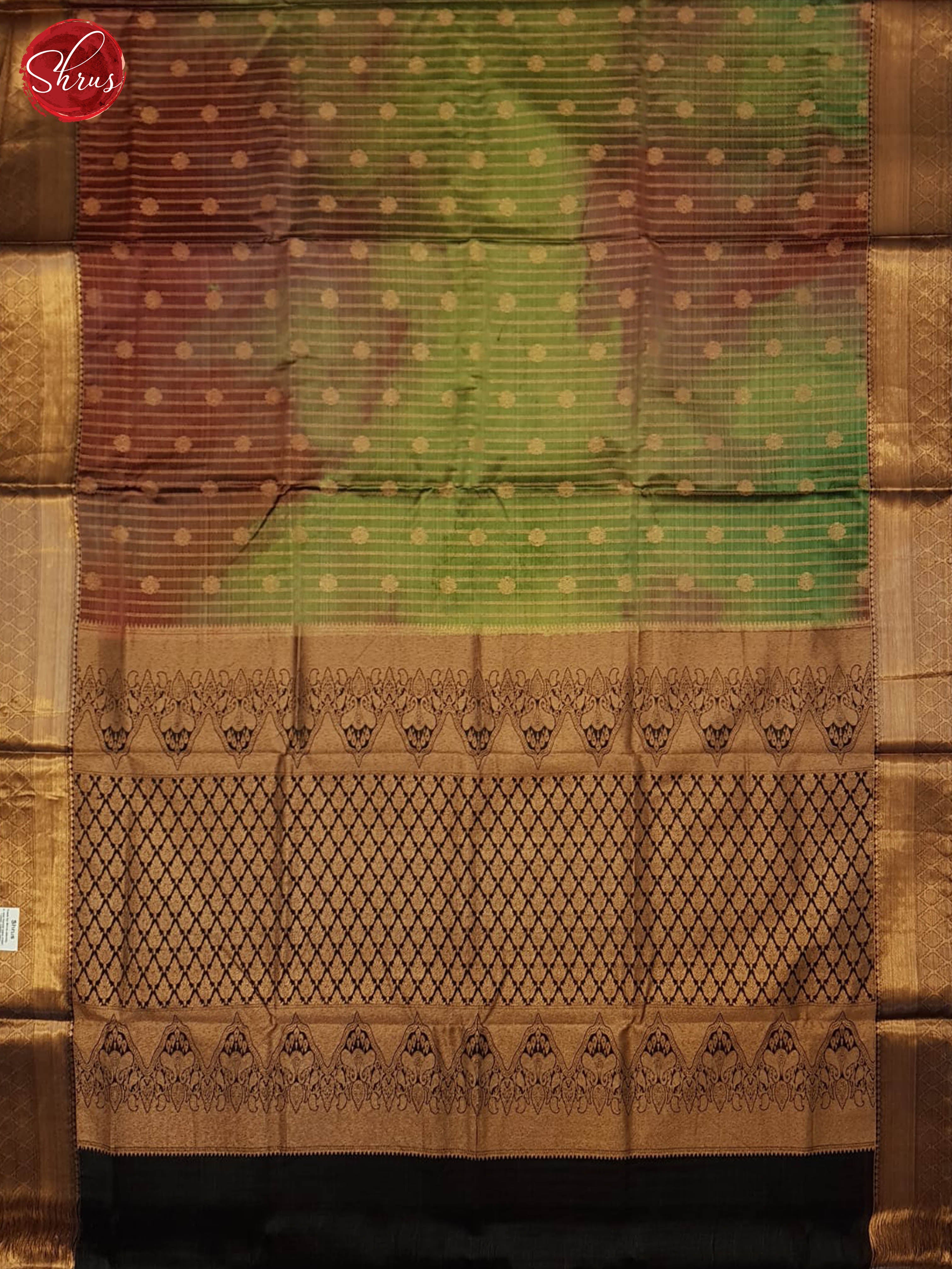 Green And Black- Kanchipuram Half-pure Silk Saree - Shop on ShrusEternity.com