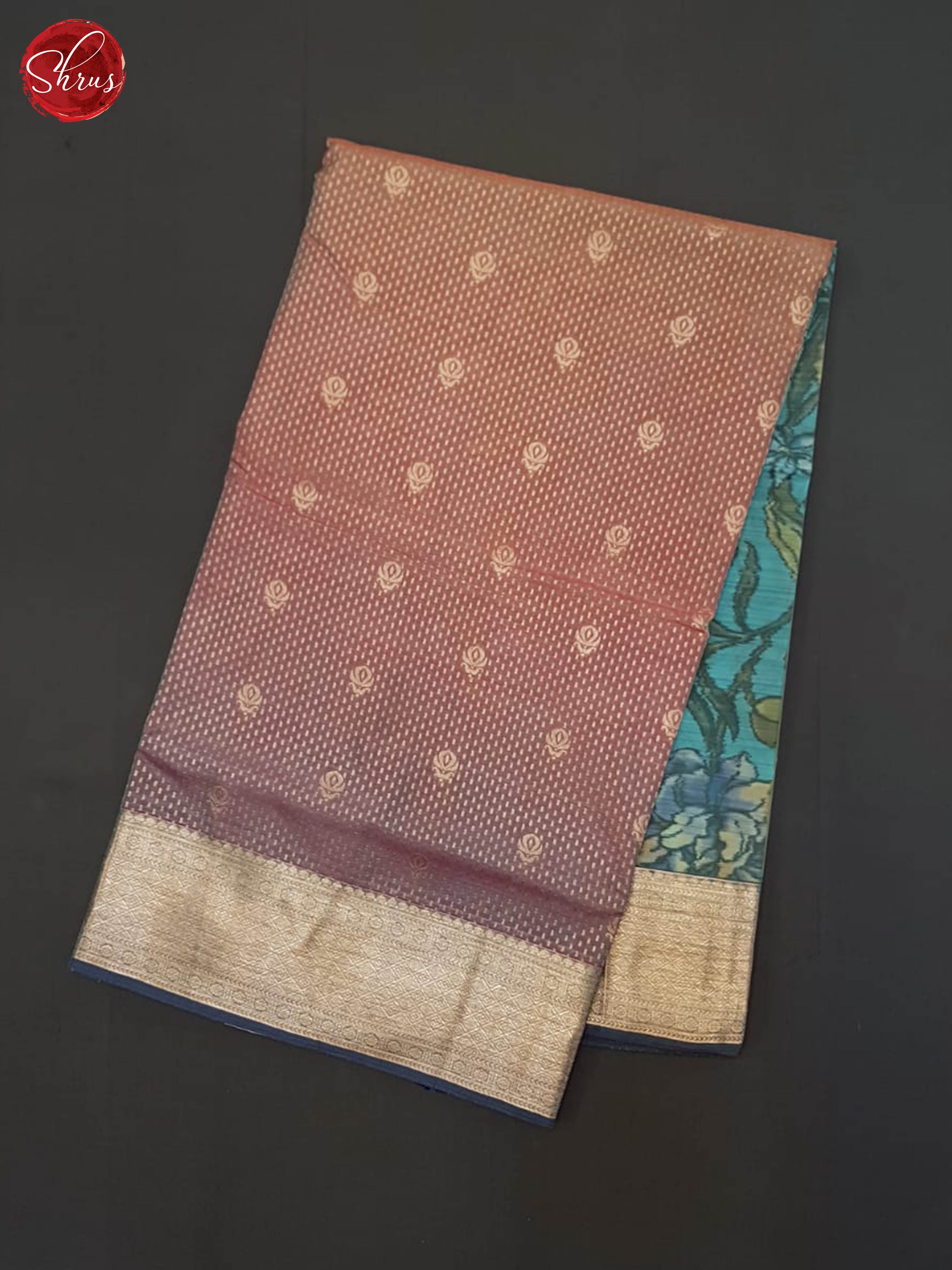 Brown And Blue- Kanchipuram Half-pure silk saree - Shop on ShrusEternity.com