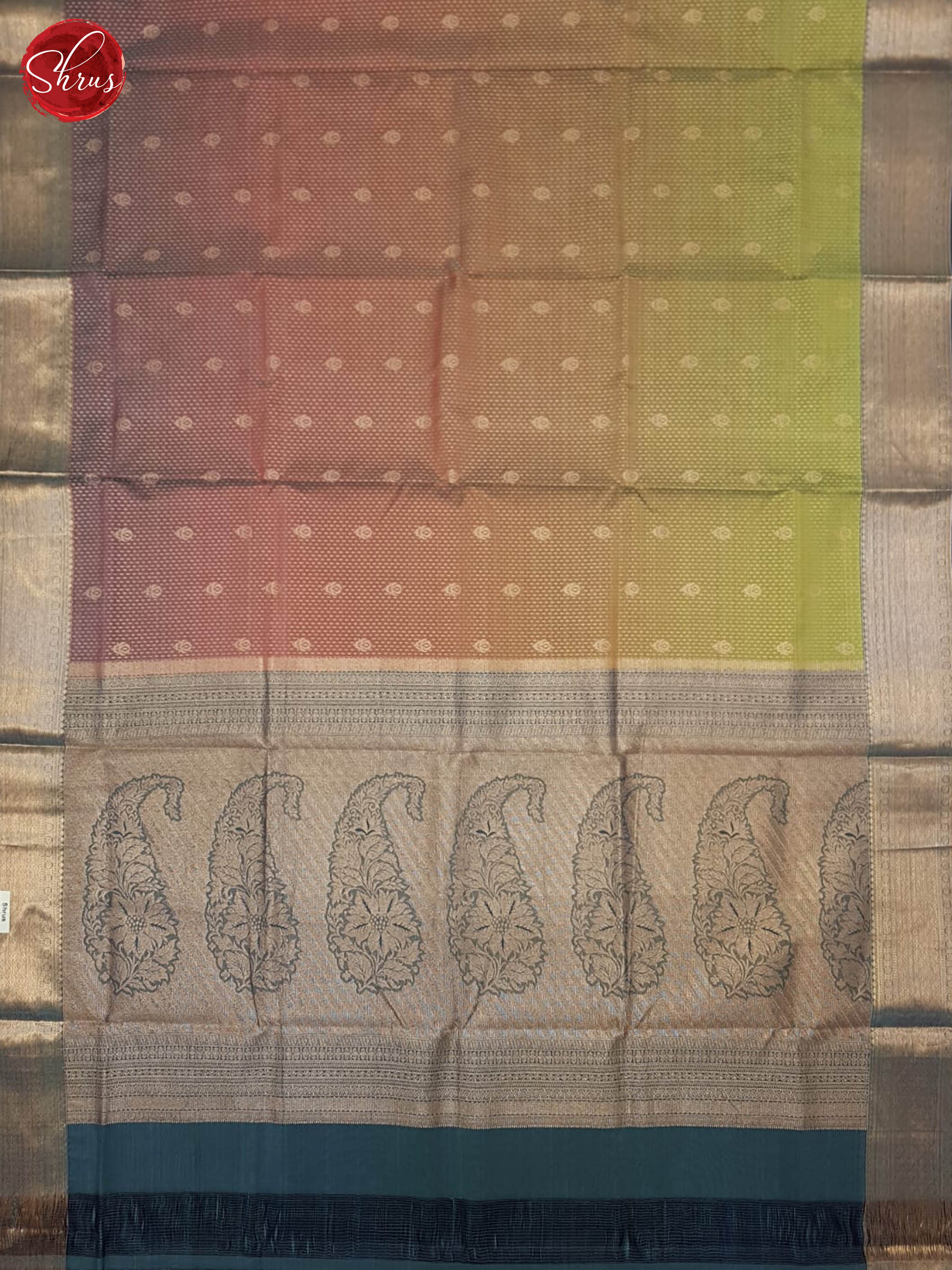 Brown And Blue- Kanchipuram Half-pure silk saree - Shop on ShrusEternity.com