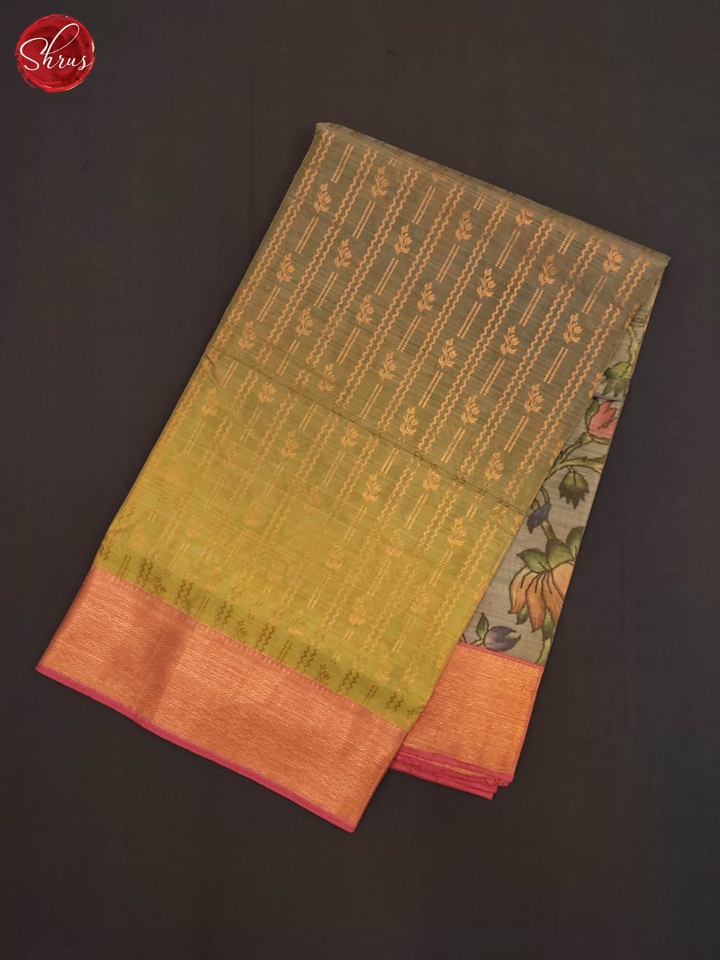 Green and pink- Kanchipuram Half-pure Silk Saree - Shop on ShrusEternity.com