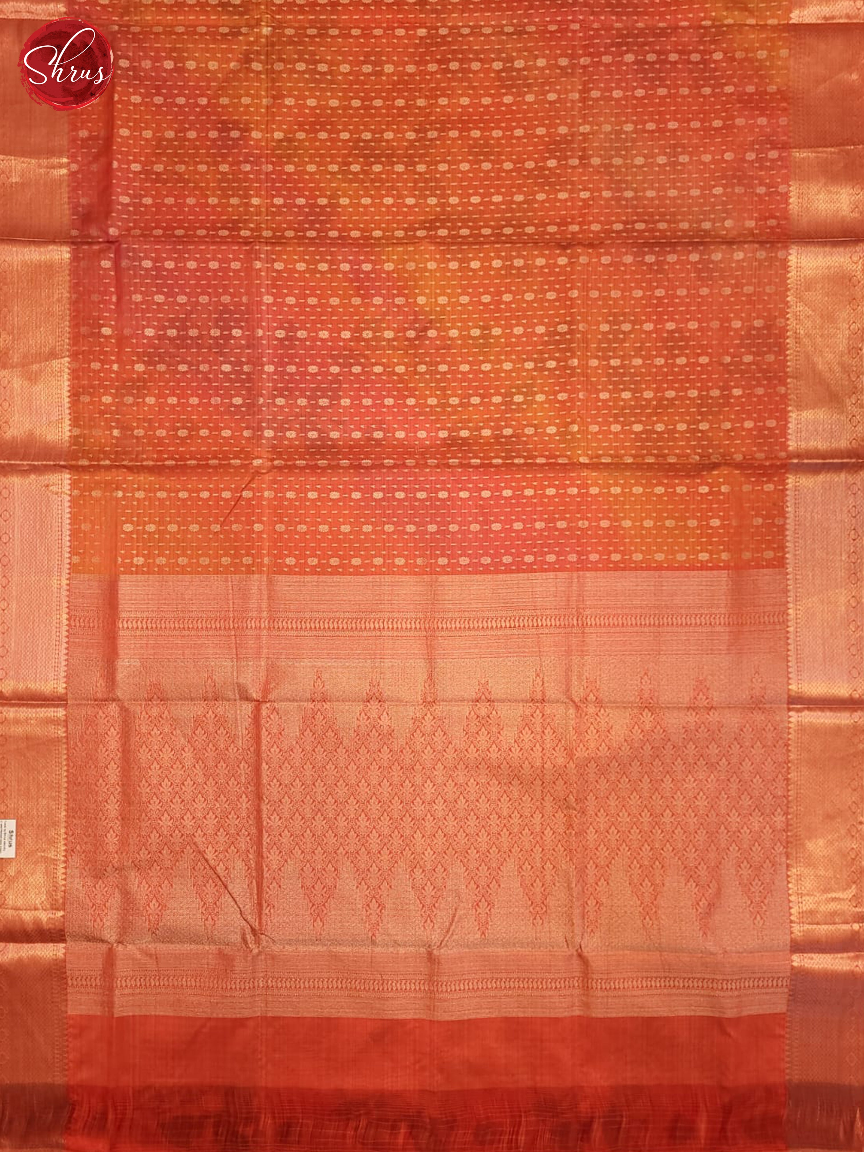 orange and green- kanchipuram Half-pure Silk saree - Shop on ShrusEternity.com