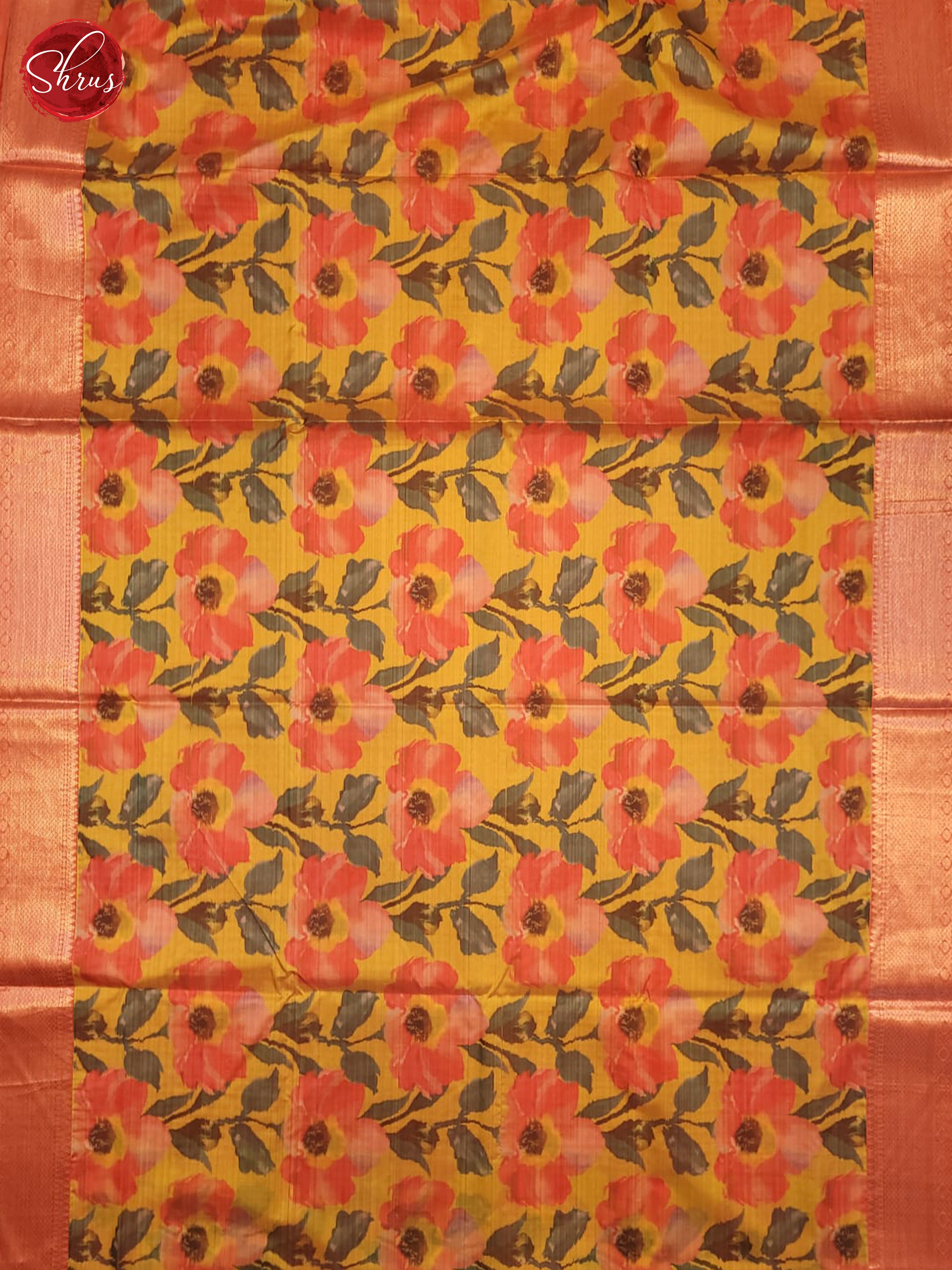 orange and green- kanchipuram Half-pure Silk saree - Shop on ShrusEternity.com