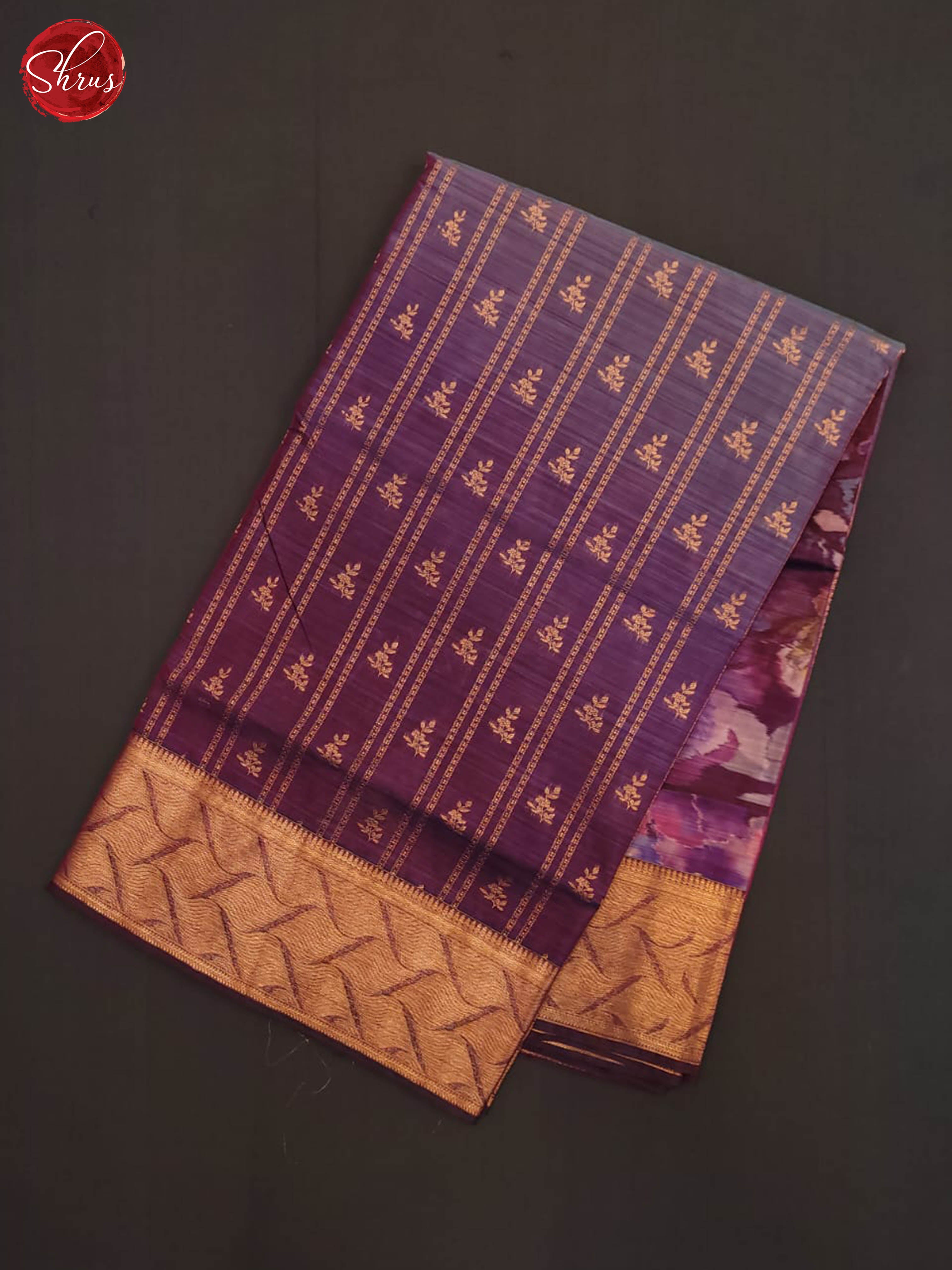 lavander and wine- Kanchipuram half-pure Silk Saree - Shop on ShrusEternity.com