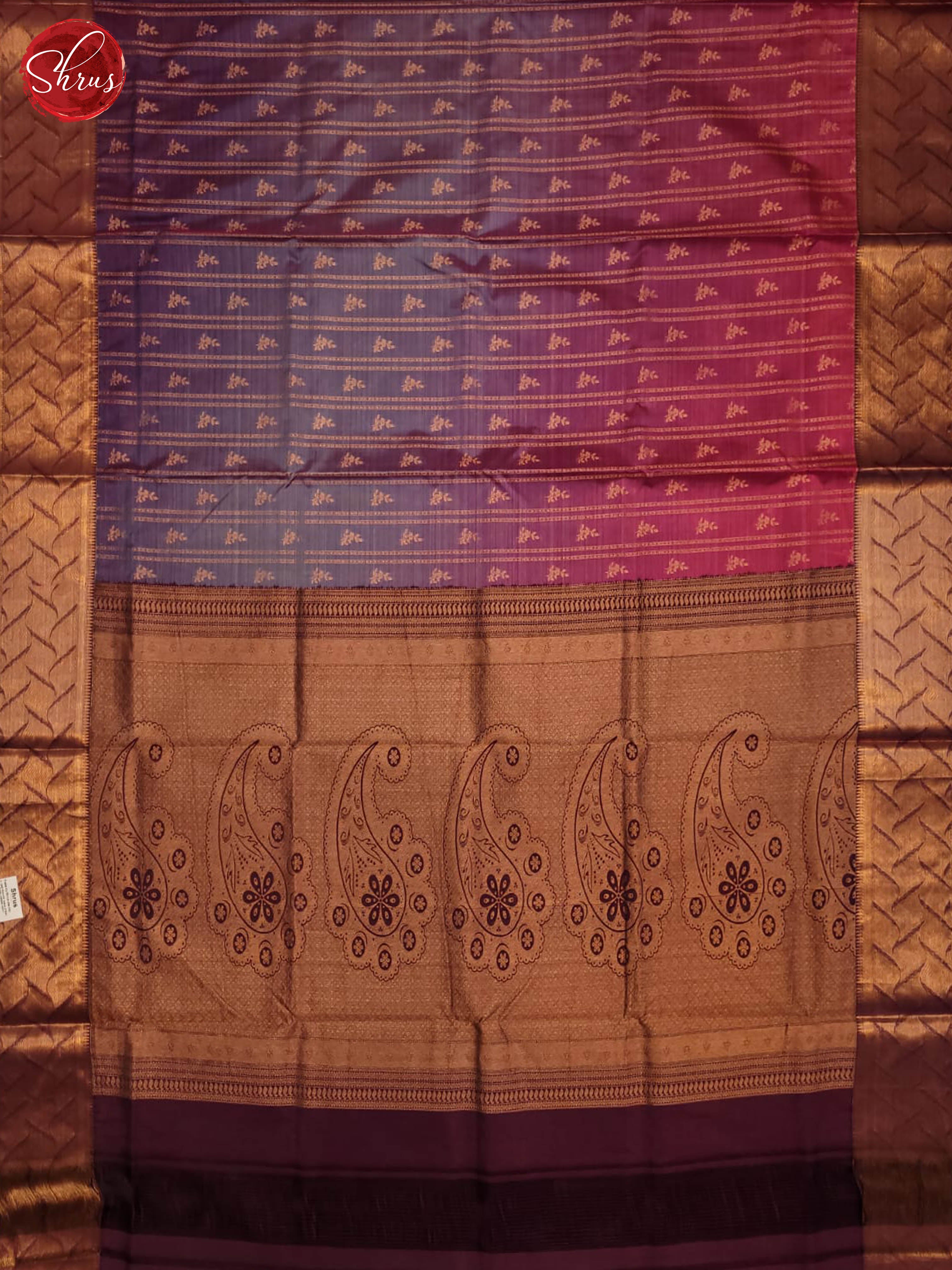 lavander and wine- Kanchipuram half-pure Silk Saree - Shop on ShrusEternity.com