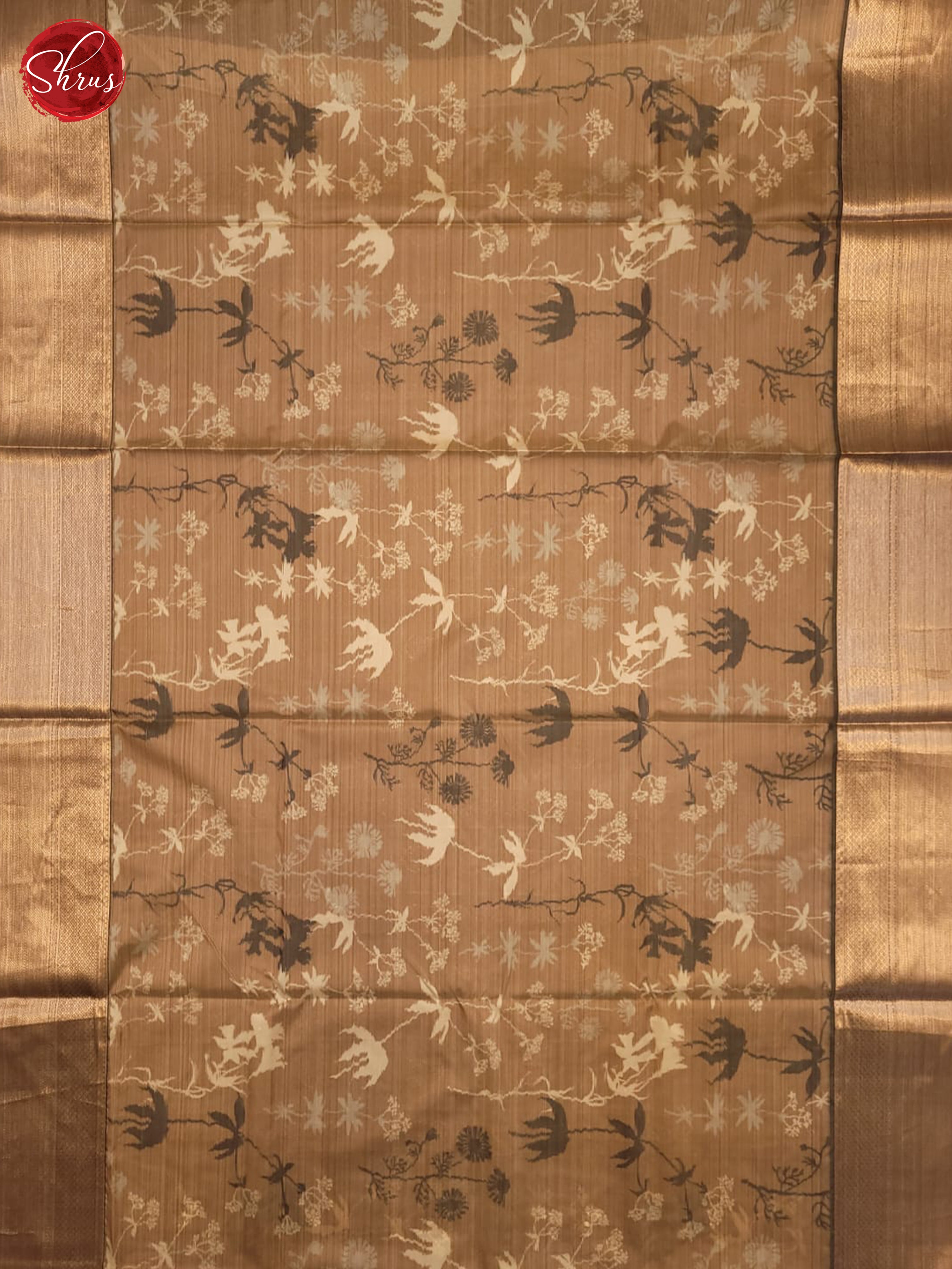 Beige and Grey- Kanchipuram half-pure silk saree - Shop on ShrusEternity.com