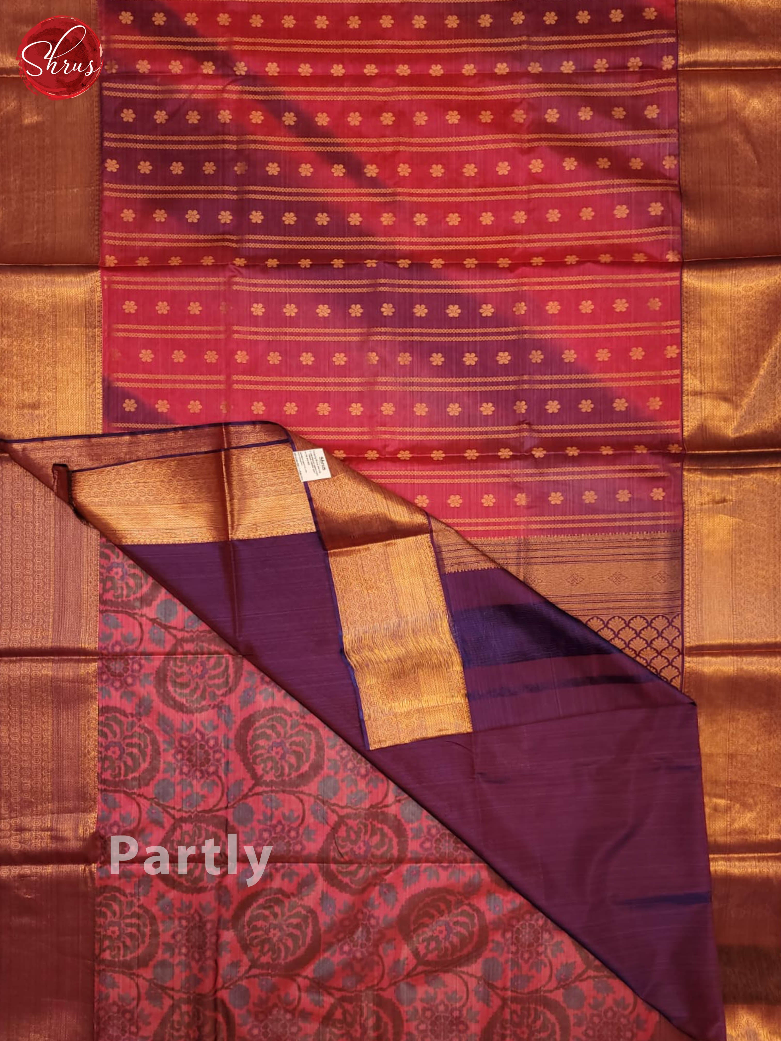 majenta pink and violet- Kanchipuram Half-pure Silk Saree - Shop on ShrusEternity.com