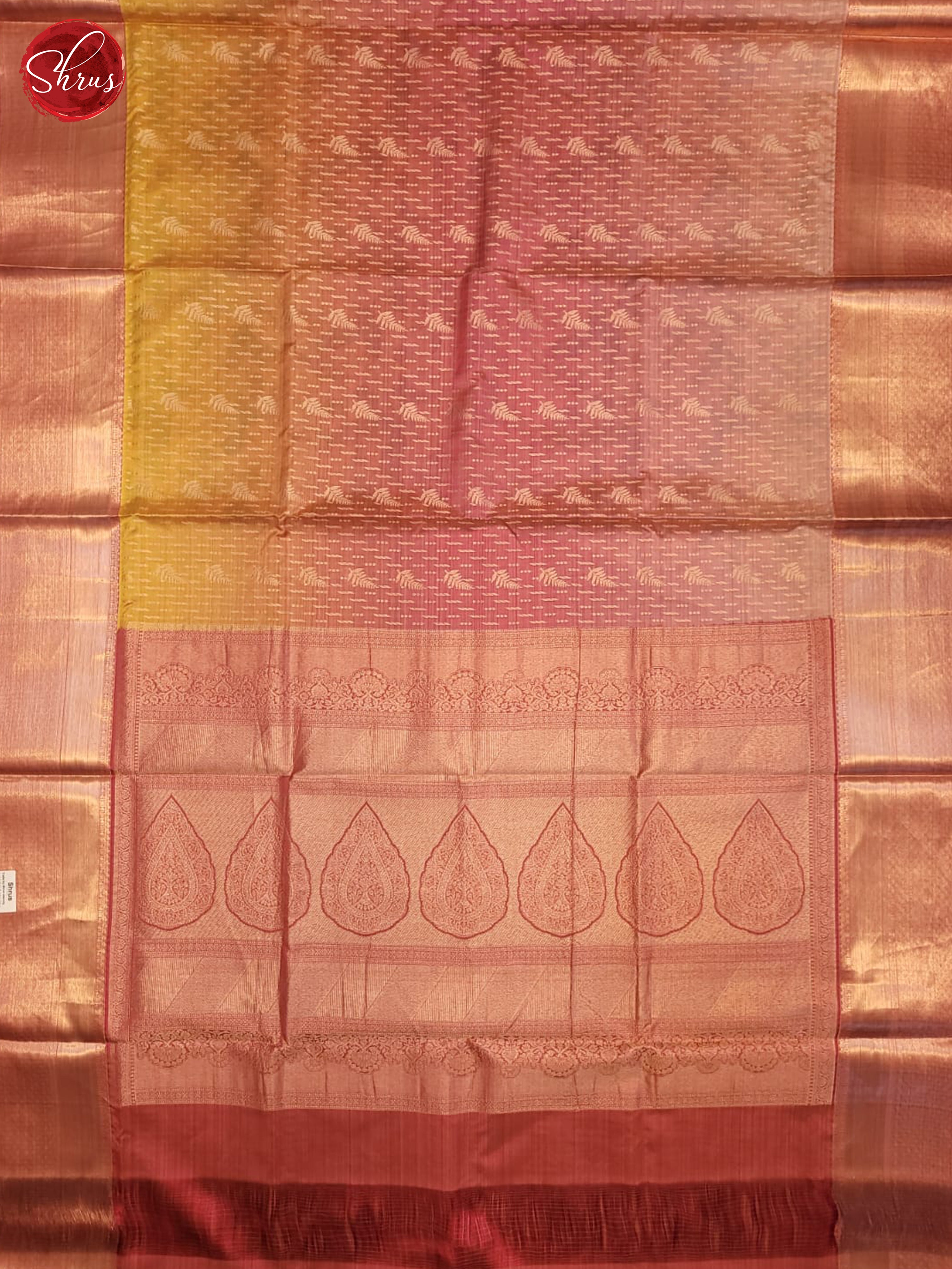 yellow and pink- Kanchipuram Half-pure Silk Saree - Shop on ShrusEternity.com