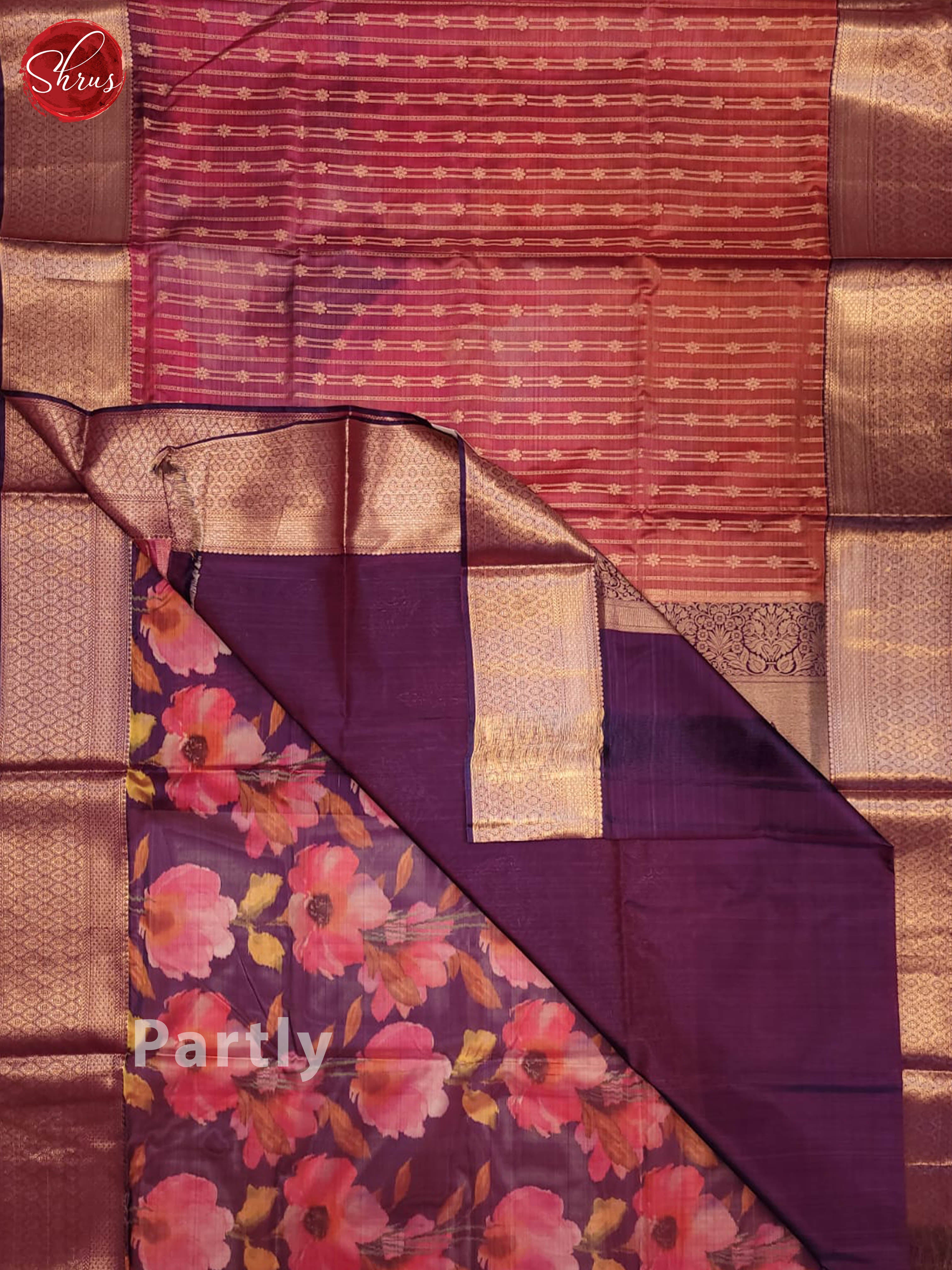 pink and violet- kanchipuram half- pure Silk Saree - Shop on ShrusEternity.com