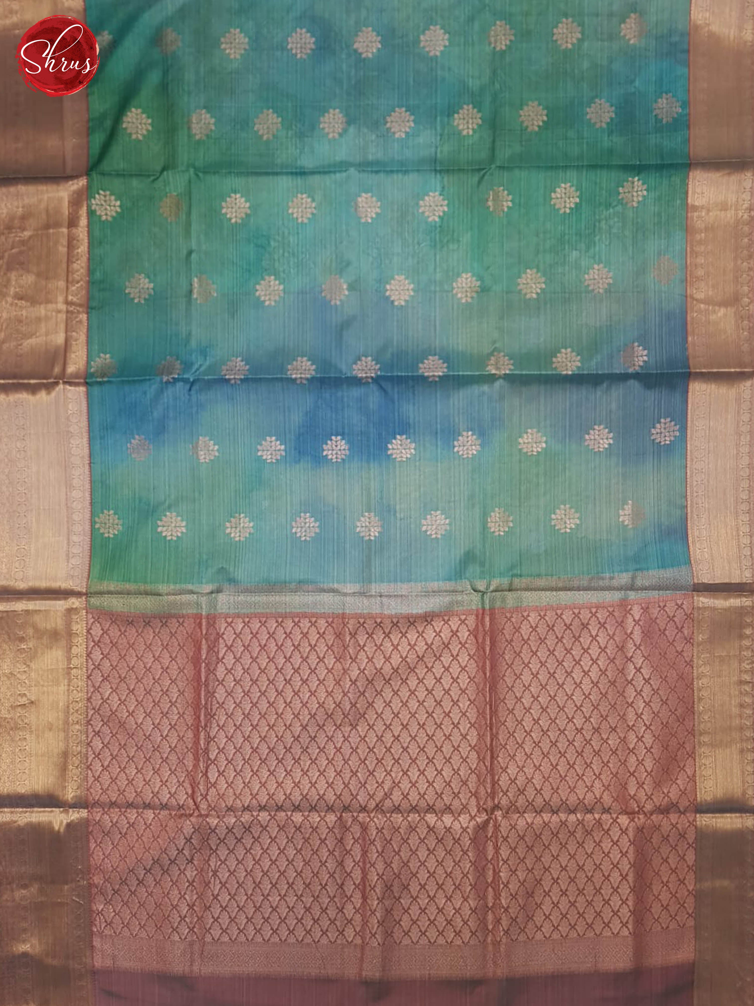 Blue And Dusty Wine- Kanchipuram half-pure Silk saree - Shop on ShrusEternity.com