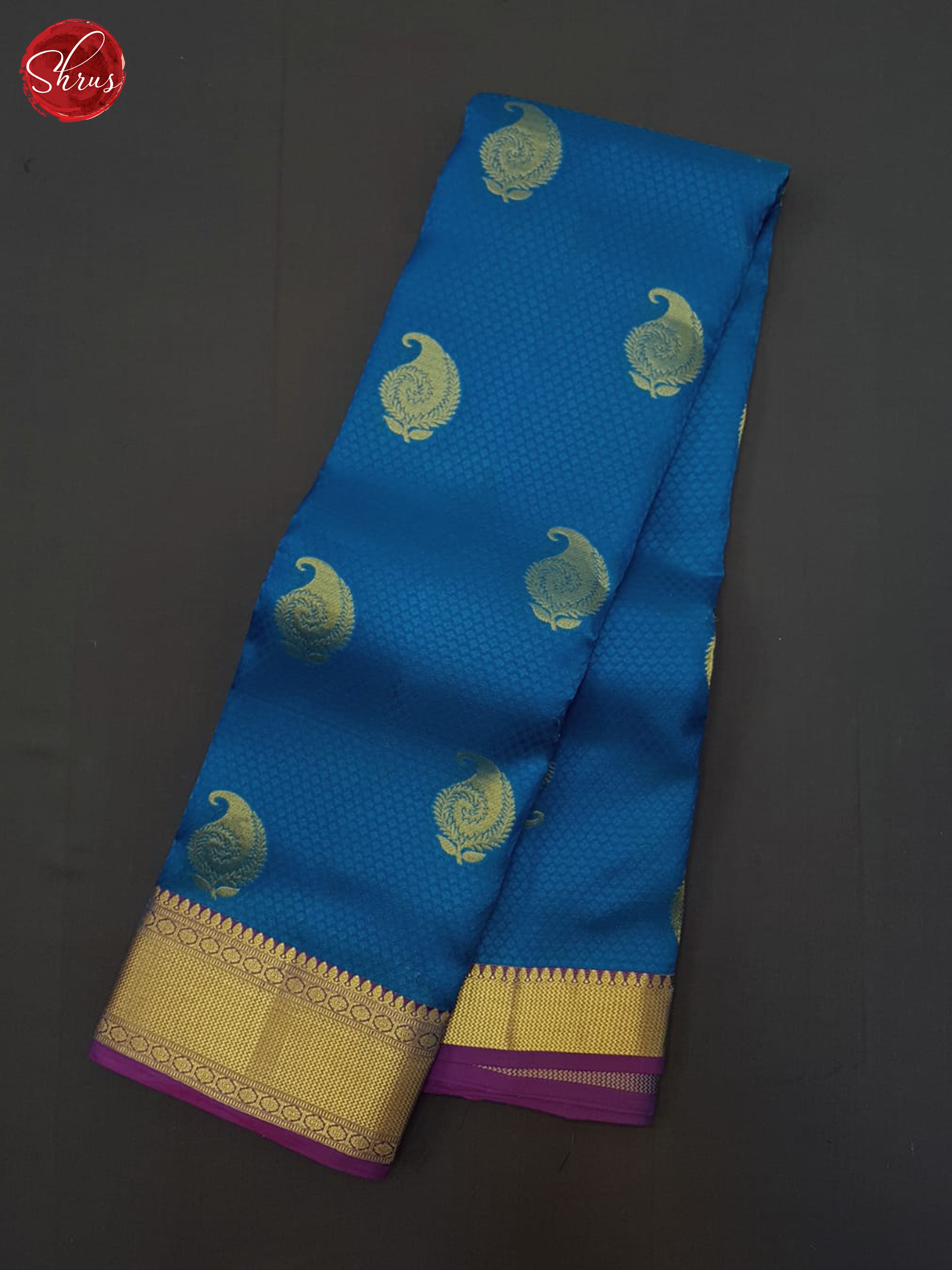 Blue And Purple- Kanchipuram half-pure Silk Saree - Shop on ShrusEternity.com