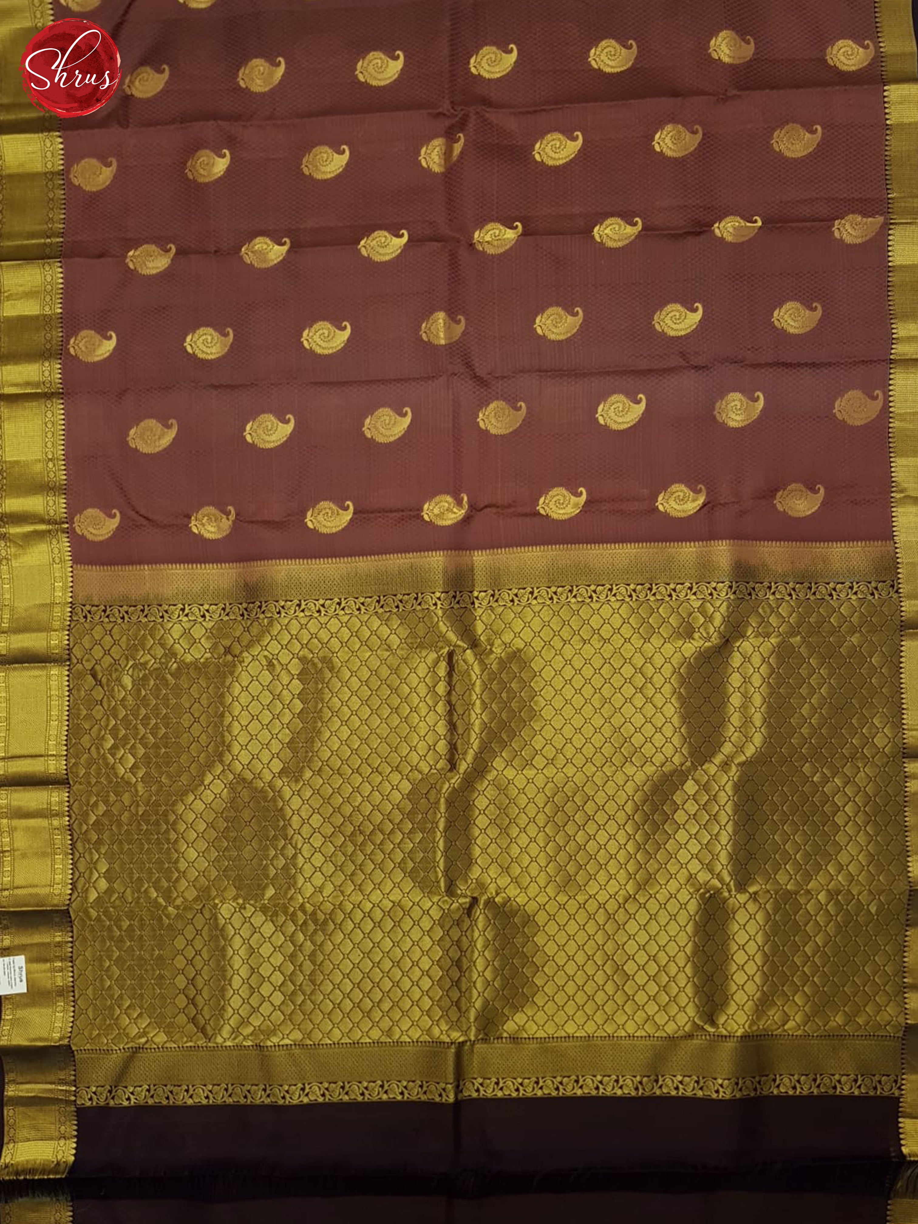 Dusty Wine And Deep Wine-Kanchipuram half-pure silk saree - Shop on ShrusEternity.com