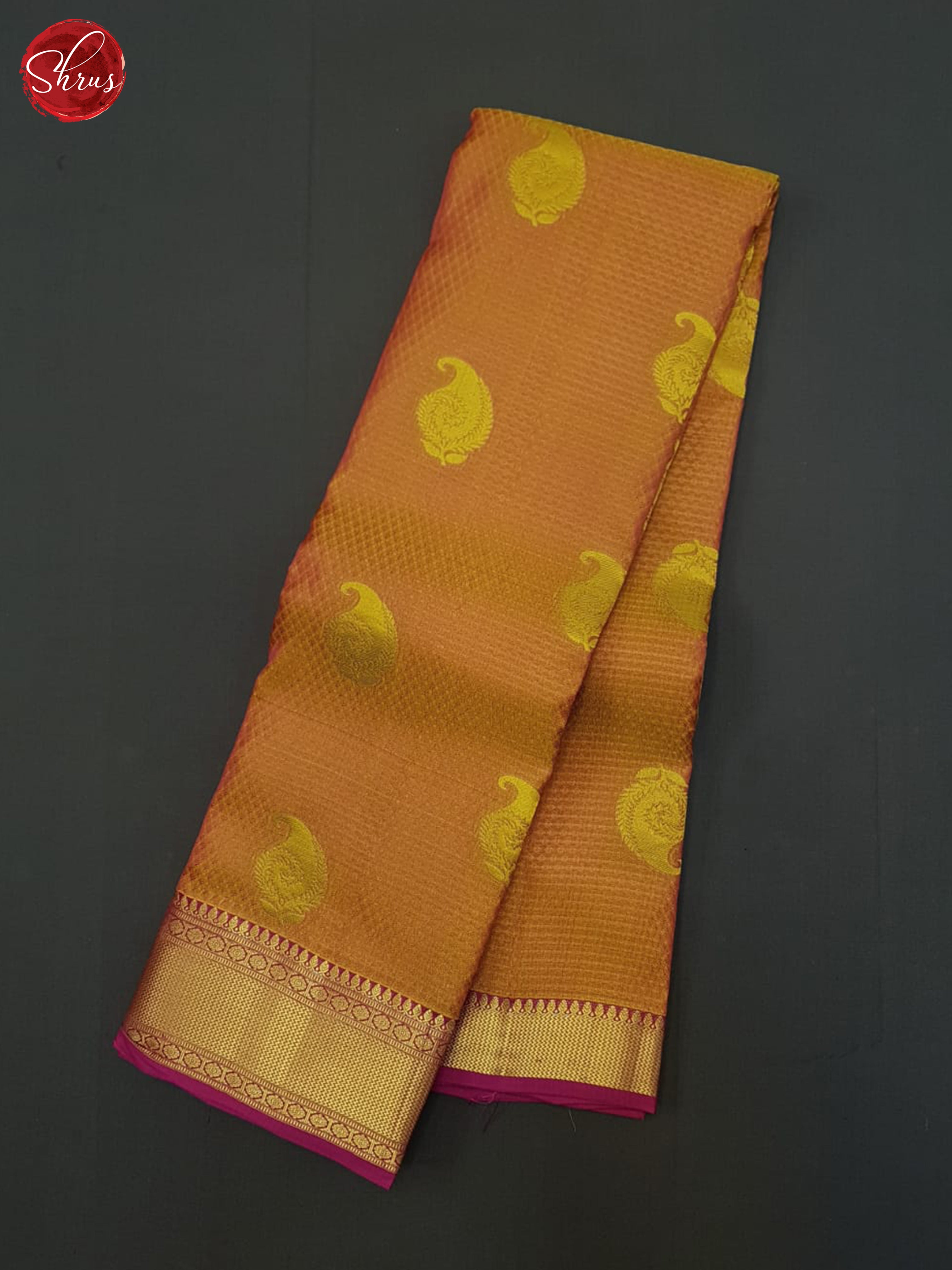 Orange And Pink- Kanchipuram half-pure Silk Saree - Shop on ShrusEternity.com