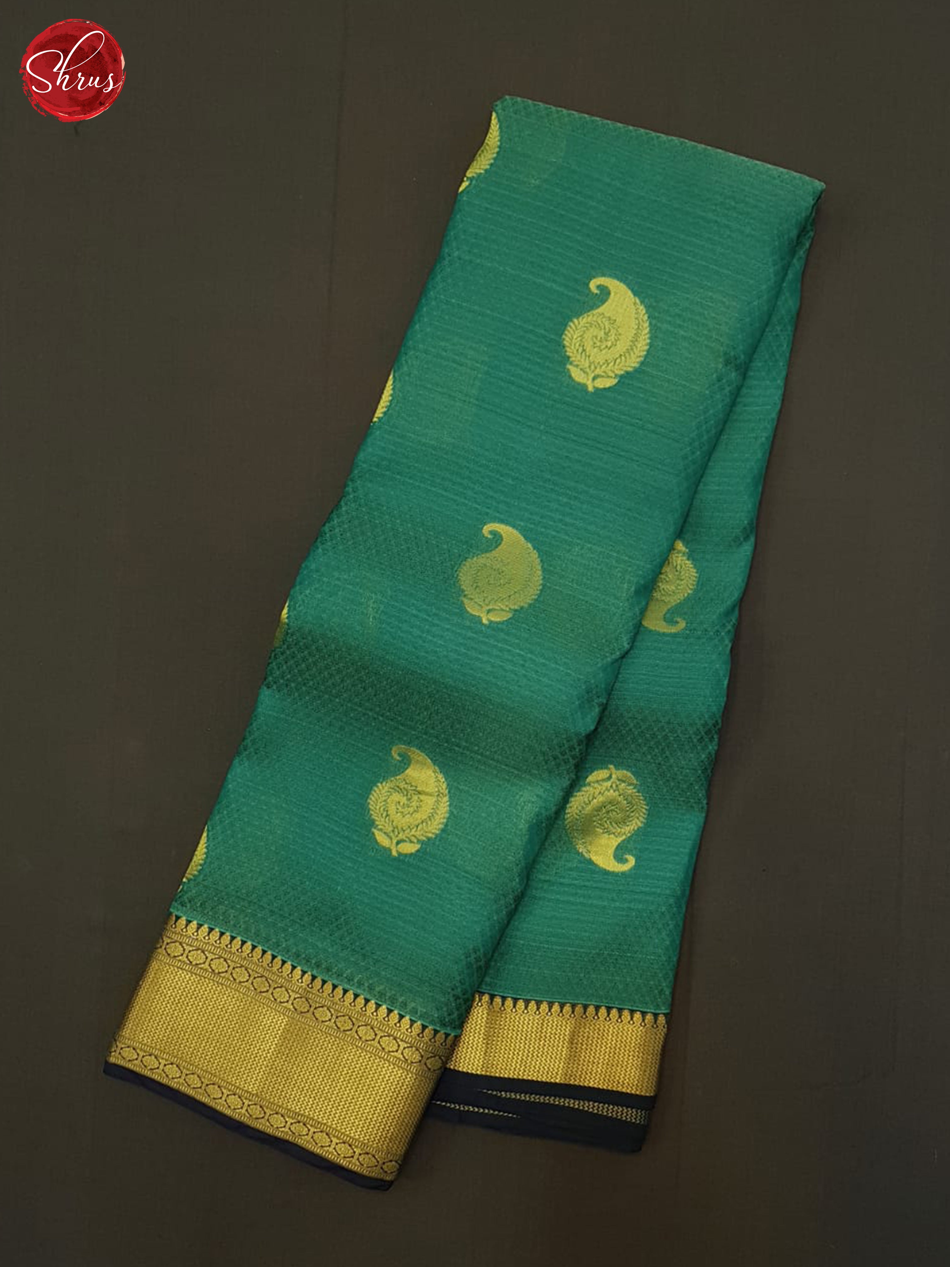 Peacock Green & Blue-Kanchipuram Half- Pure Silk Saree - Shop on ShrusEternity.com