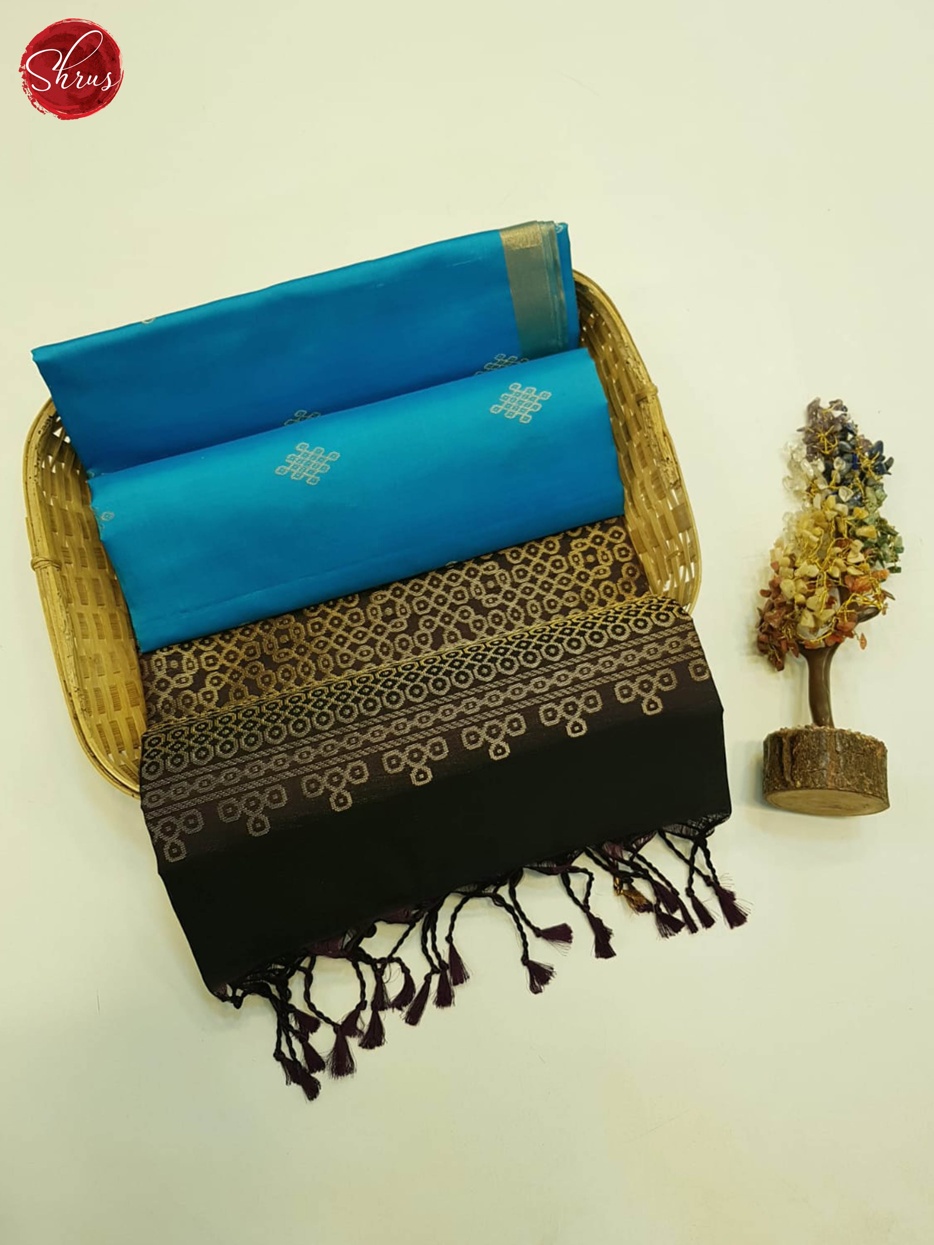 Blue And Wine- Soft Silk Saree - Shop on ShrusEternity.com