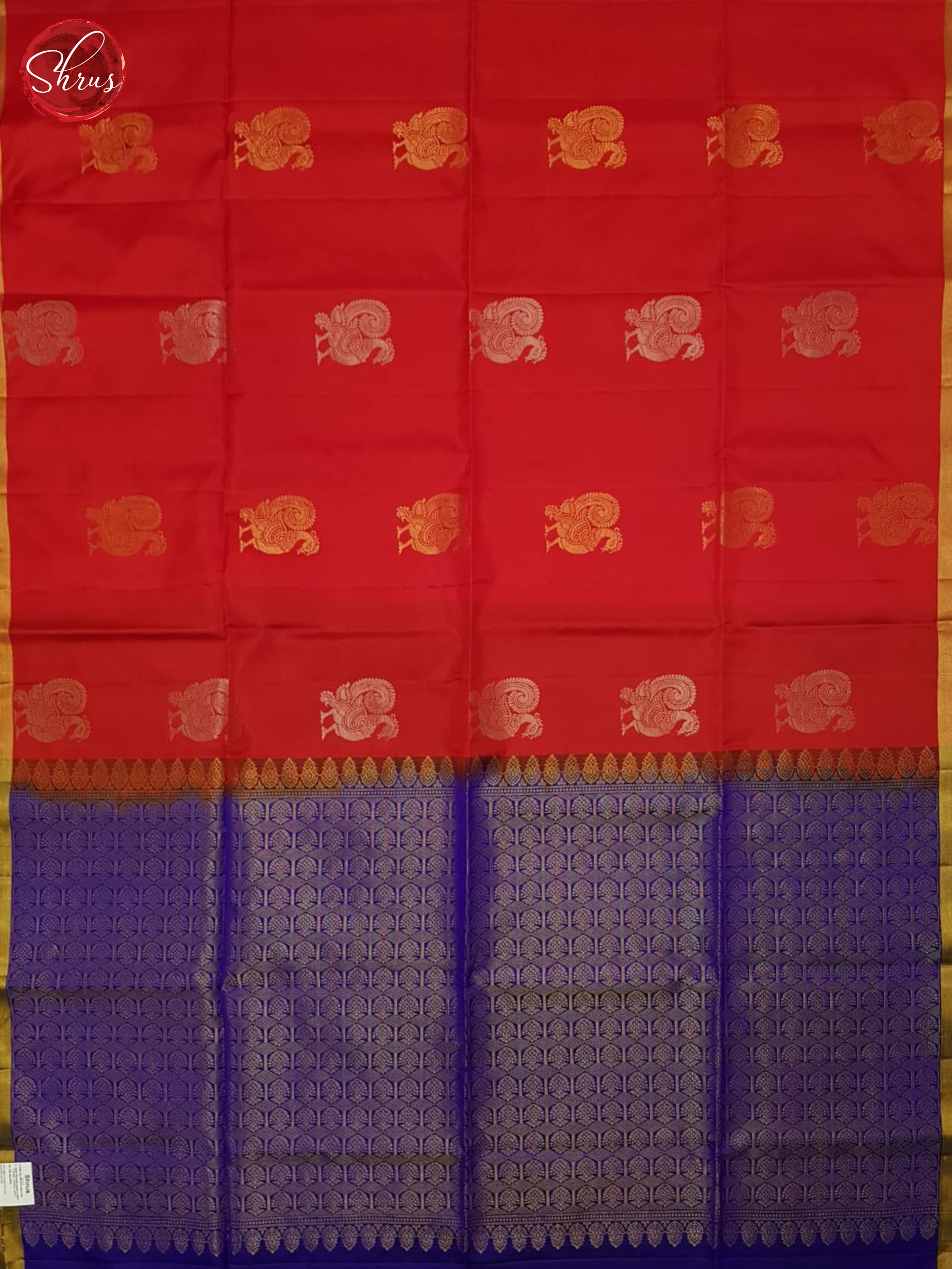 Red & Blue- Soft Silk Saree - Shop on ShrusEternity.com