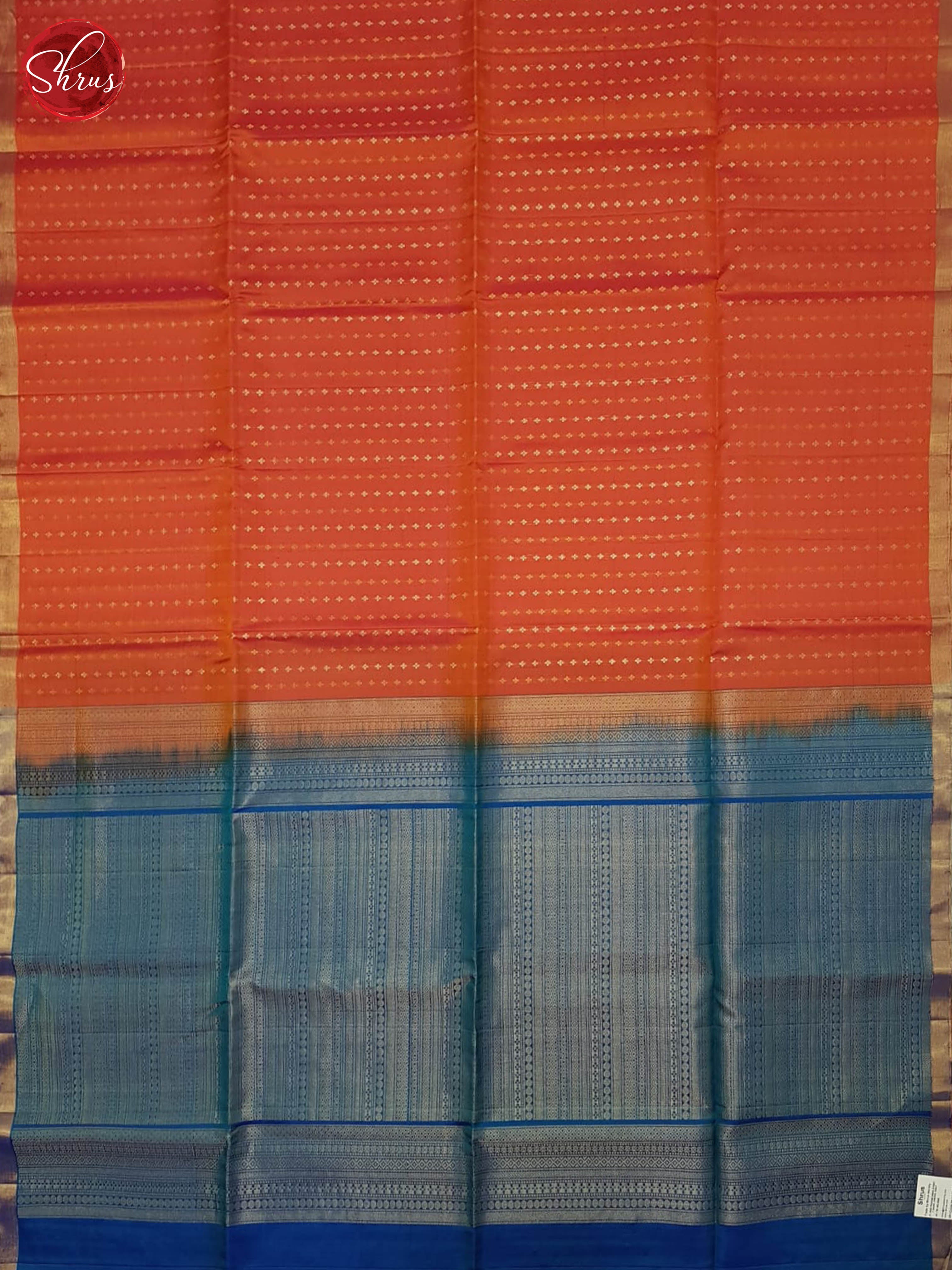 Orange And Blue- Soft Silk Saree - Shop on ShrusEternity.com