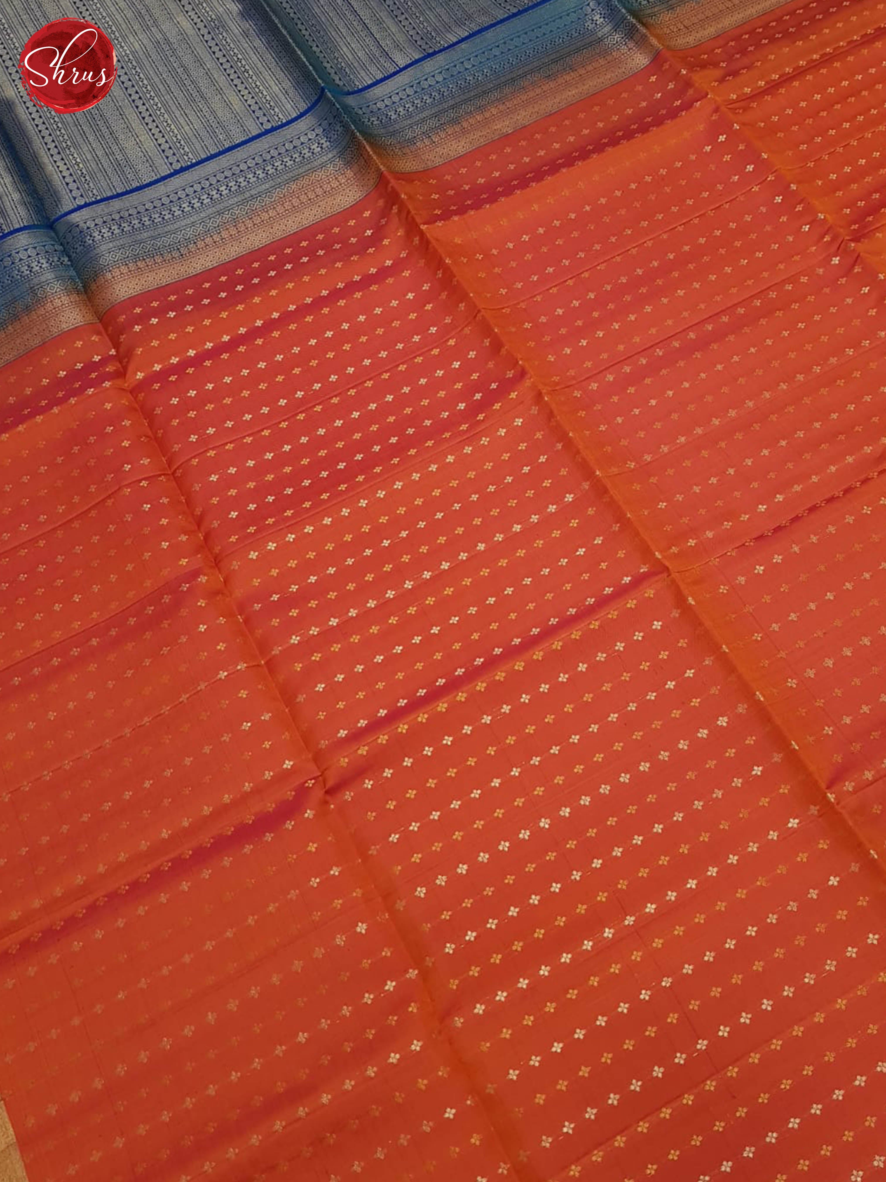 Orange And Blue- Soft Silk Saree - Shop on ShrusEternity.com