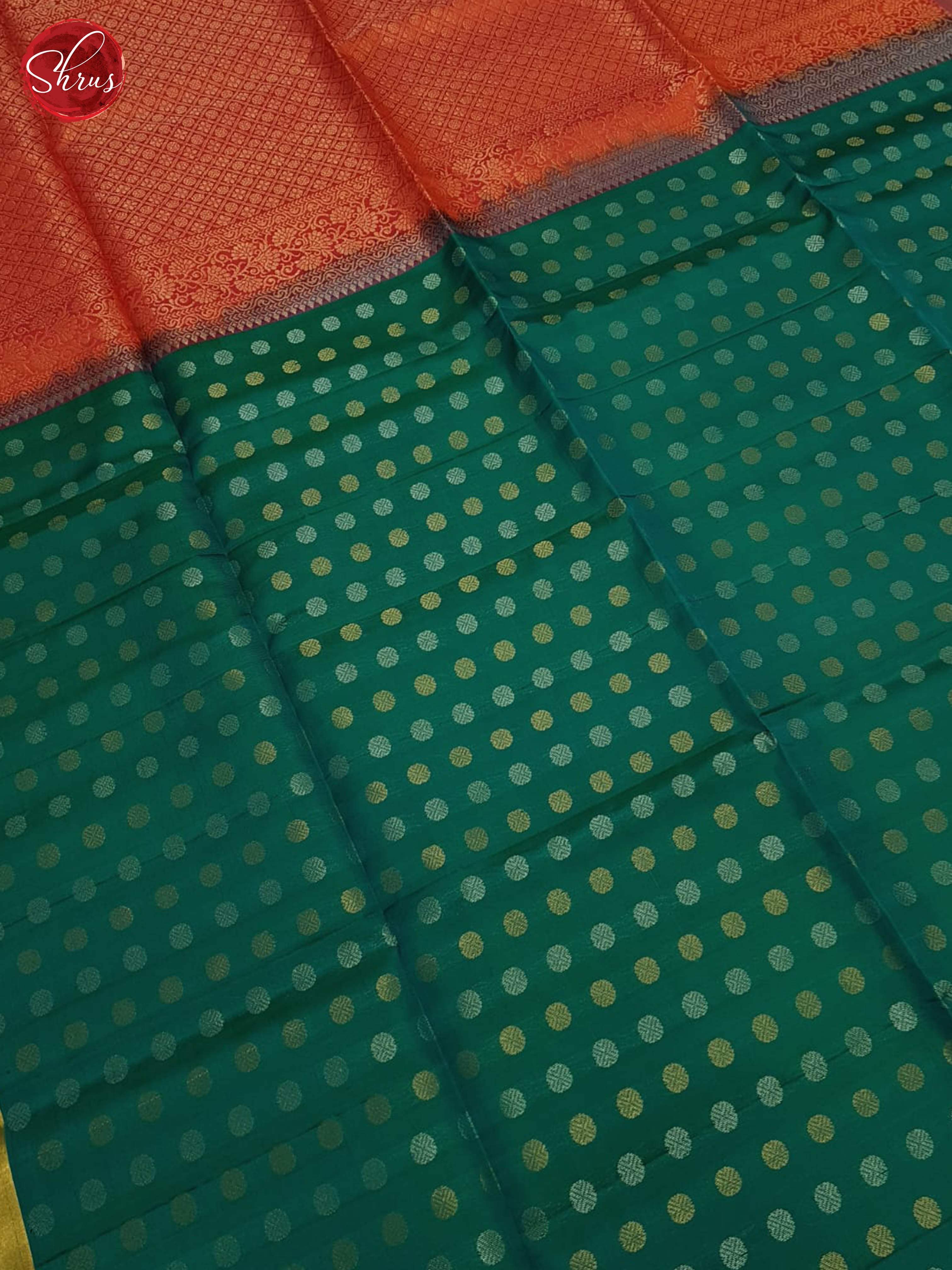 Green And Orangish Pink- Soft Silk Saree - Shop on ShrusEternity.com