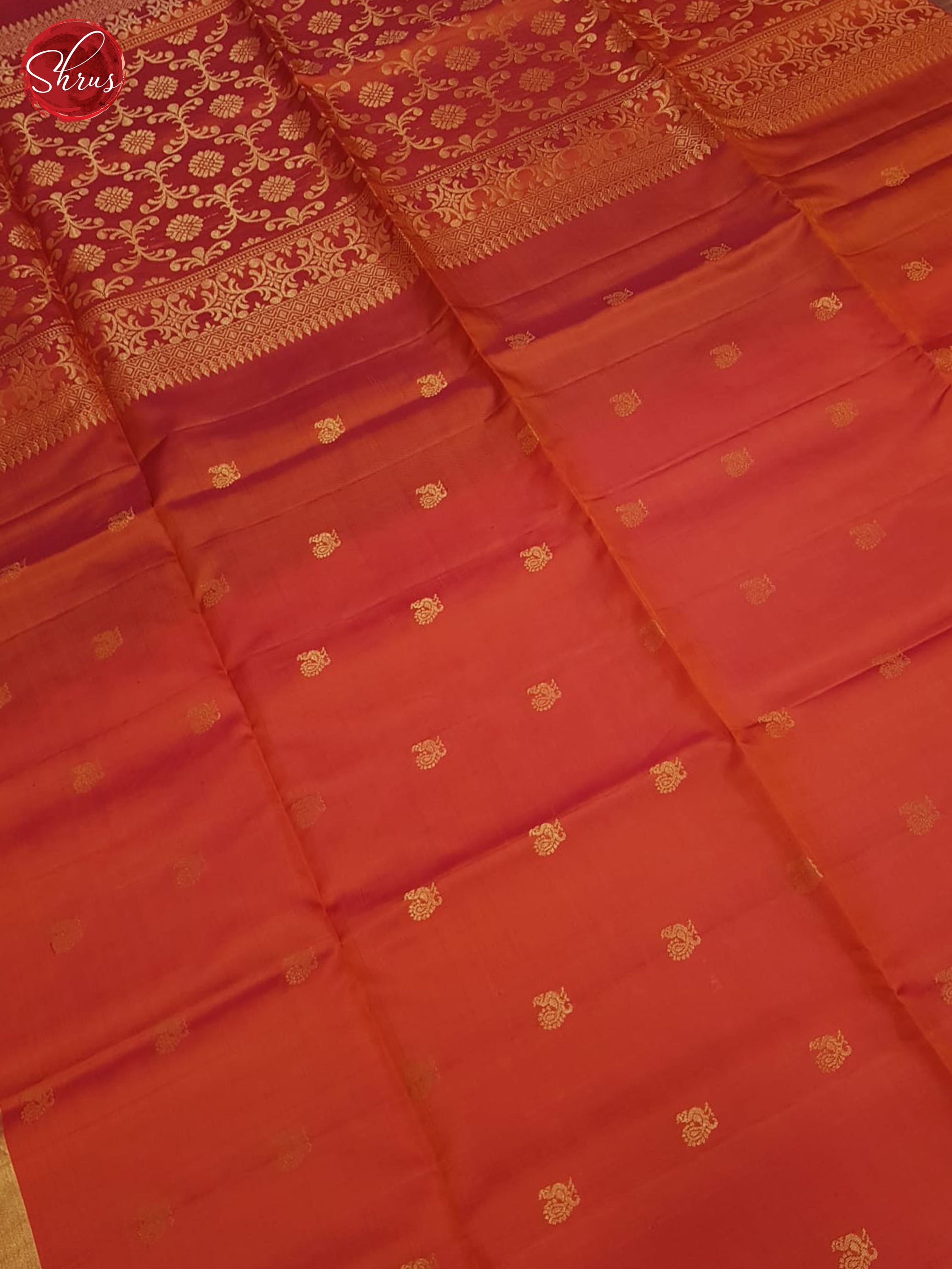 Orangish Pink & Green - Soft Silk Saree - Shop on ShrusEternity.com