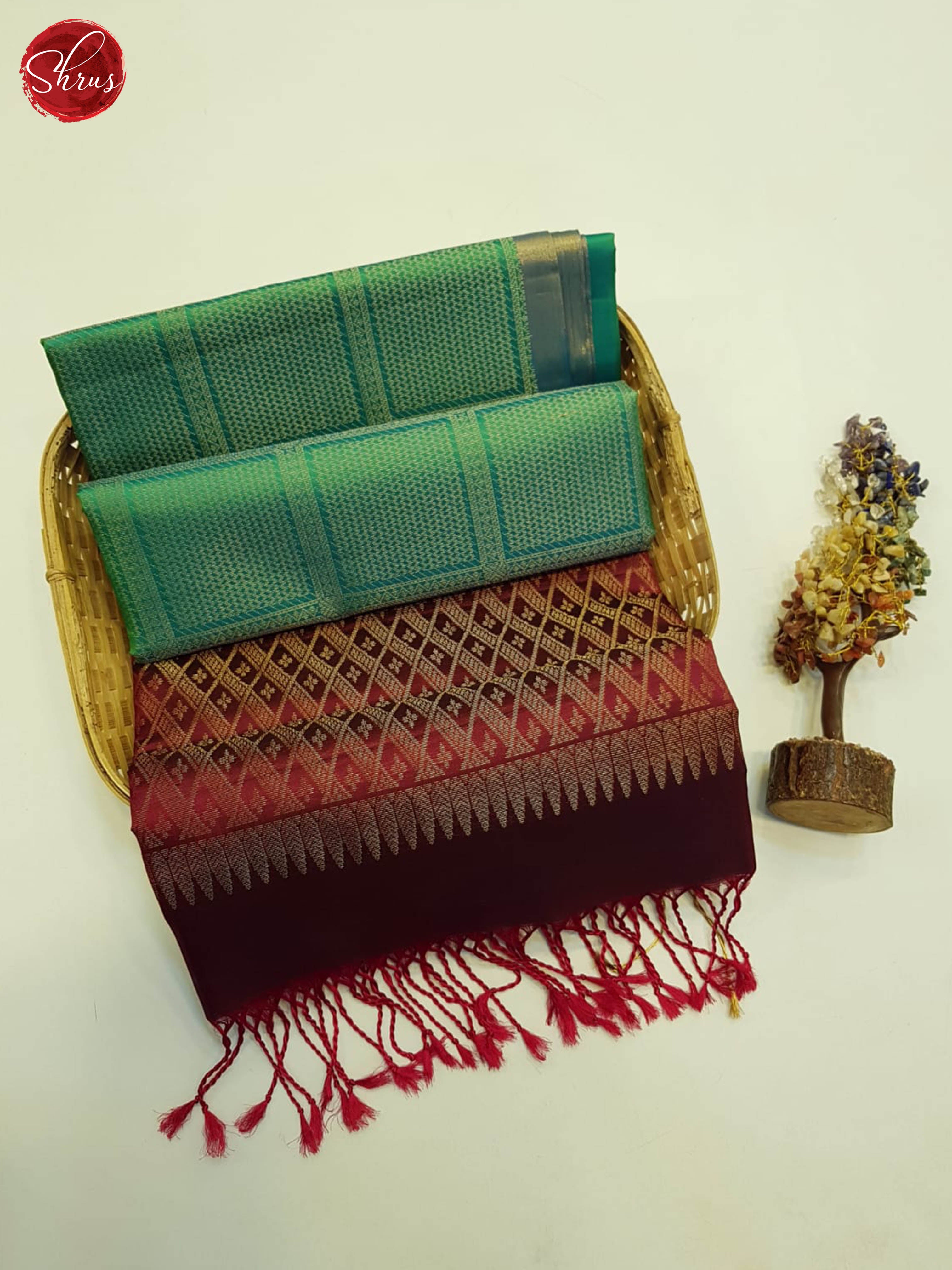 Green And Maroon- Soft Silk saree - Shop on ShrusEternity.com