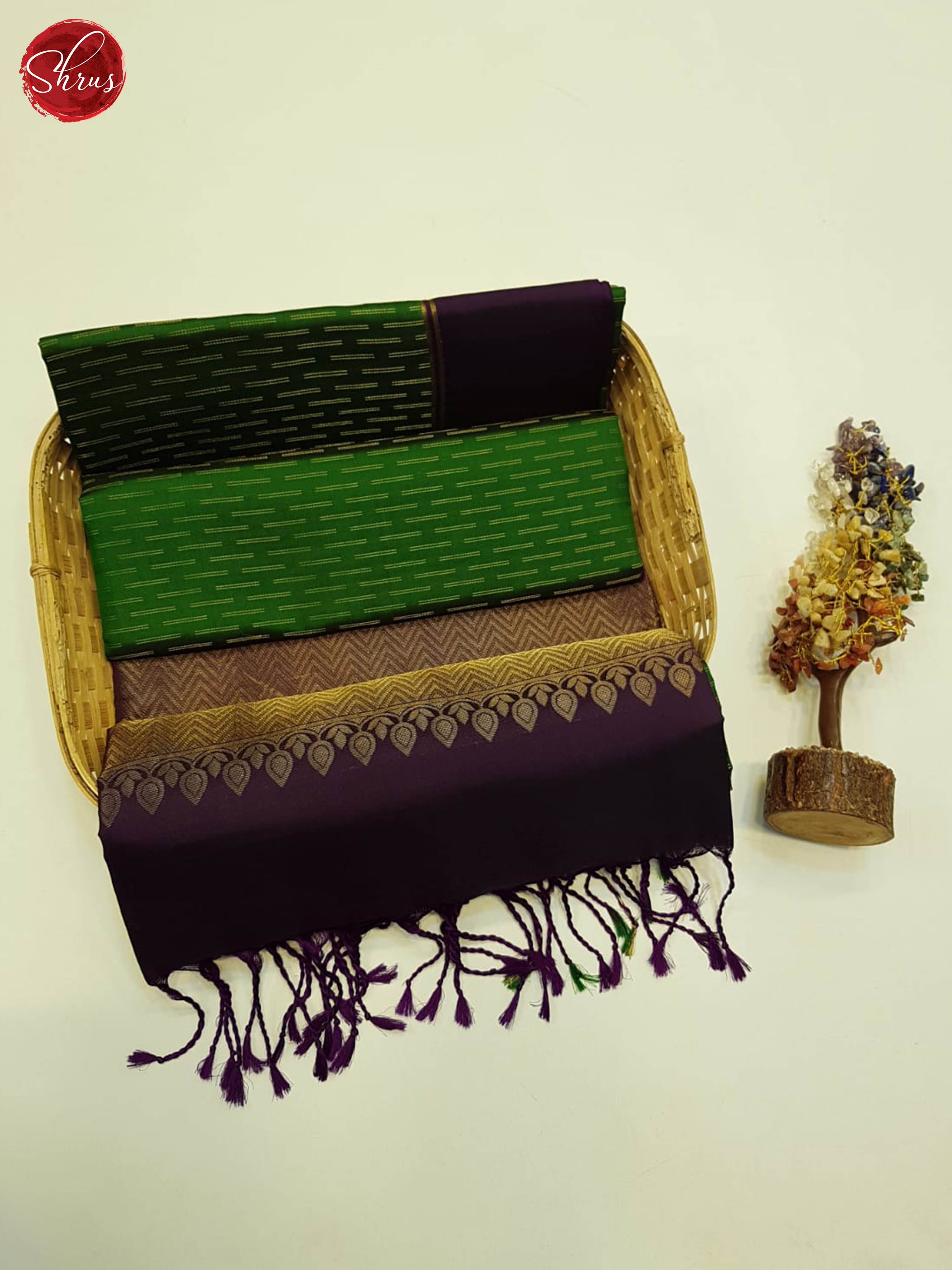 Green And Purple- Soft Silk Saree - Shop on ShrusEternity.com