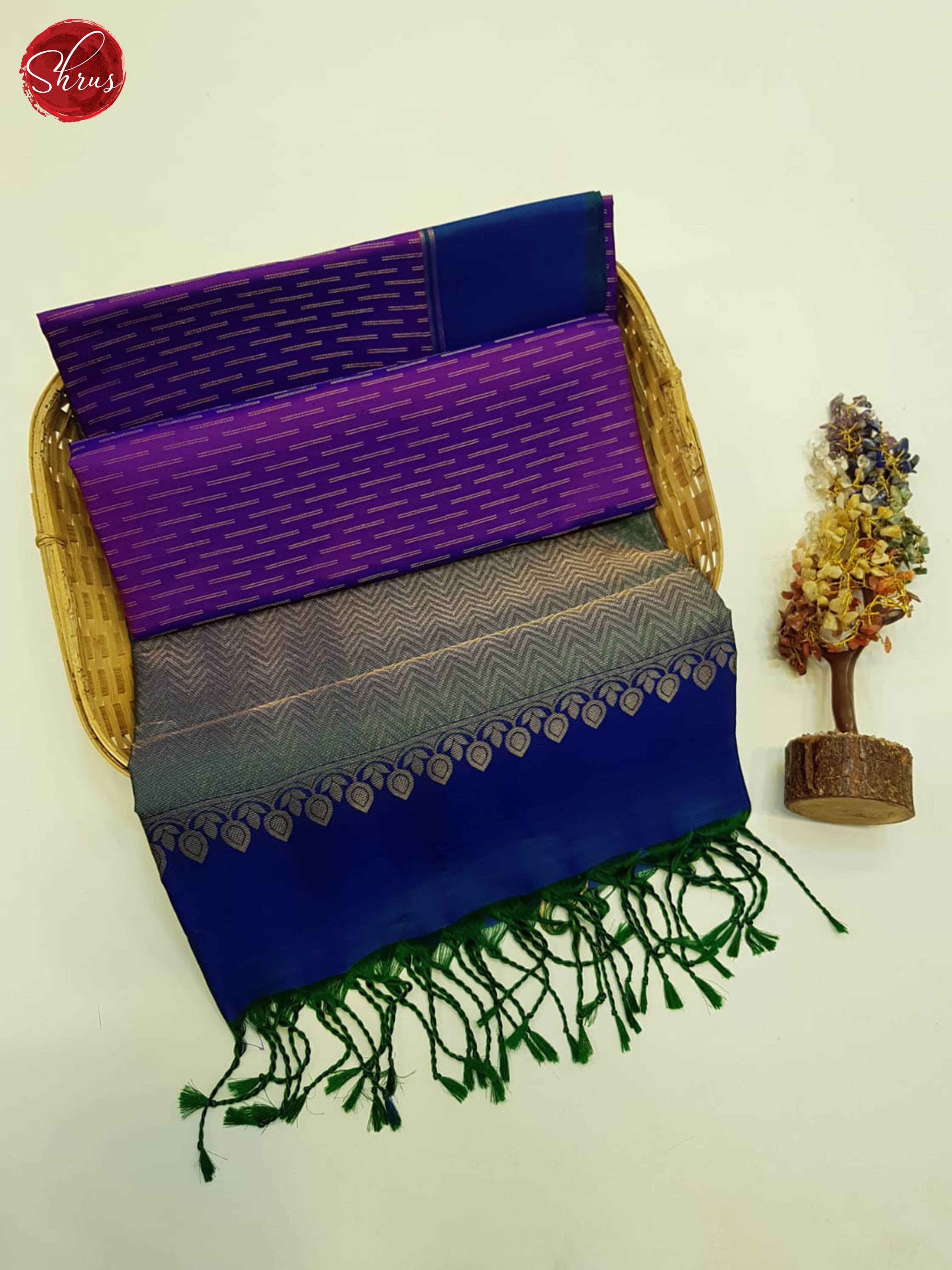 Purple And Blue- Soft Silk Saree - Shop on ShrusEternity.com