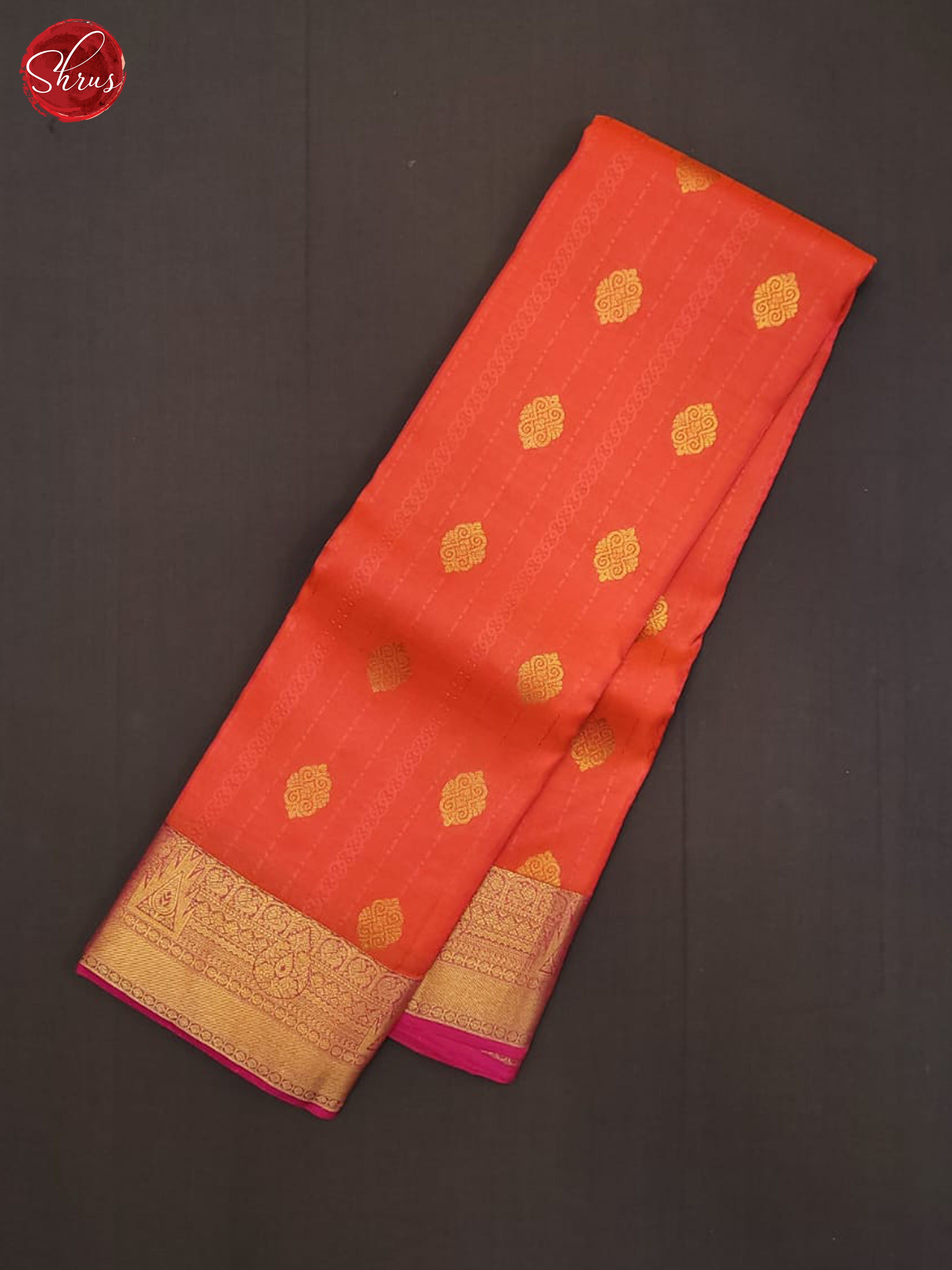 orange and pink- Kanchipuram Half-pure Silk Saree - Shop on ShrusEternity.com