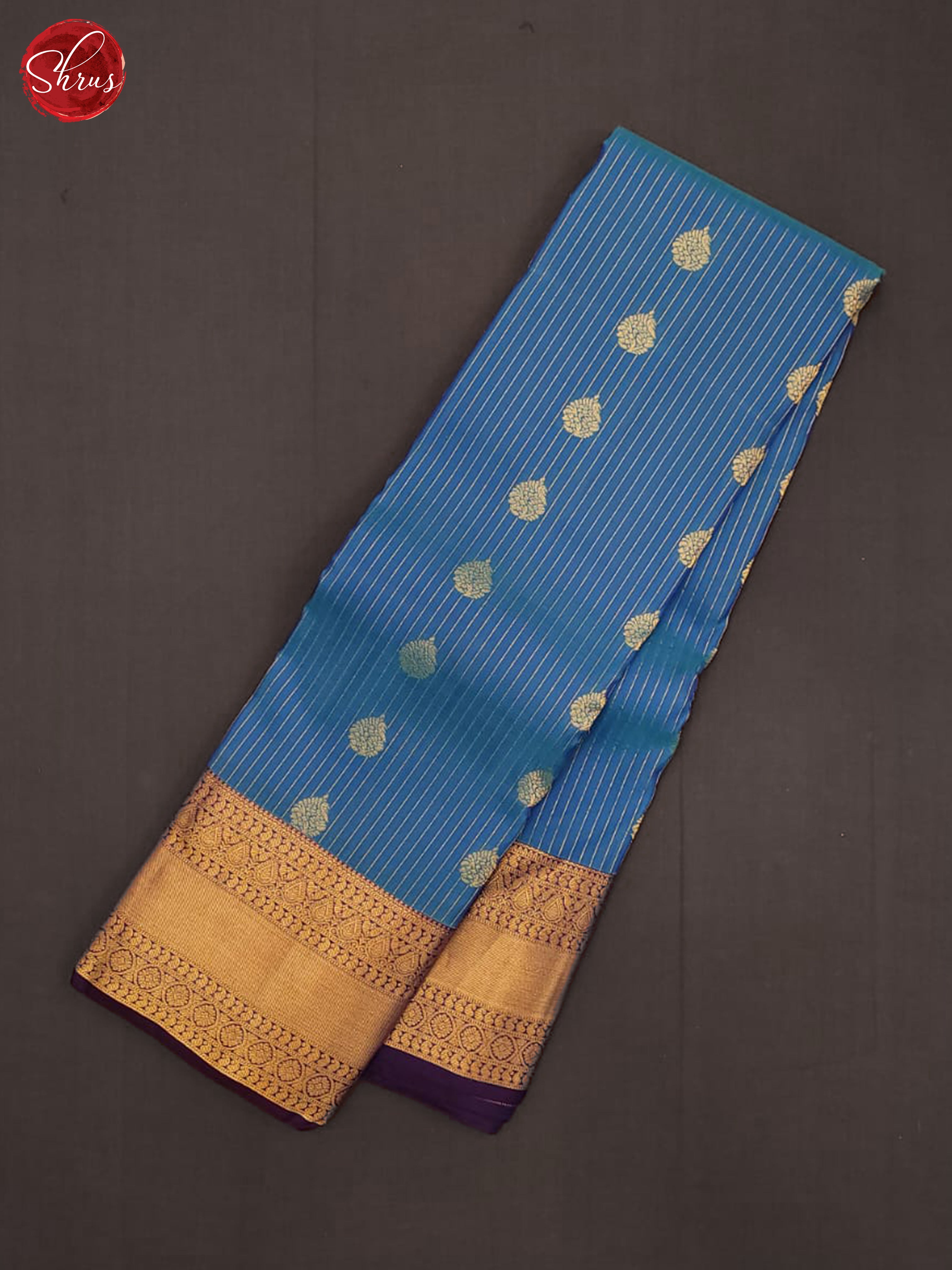 Blue & Purple - Kanchipuram half-pure Silk Saree - Shop on ShrusEternity.com