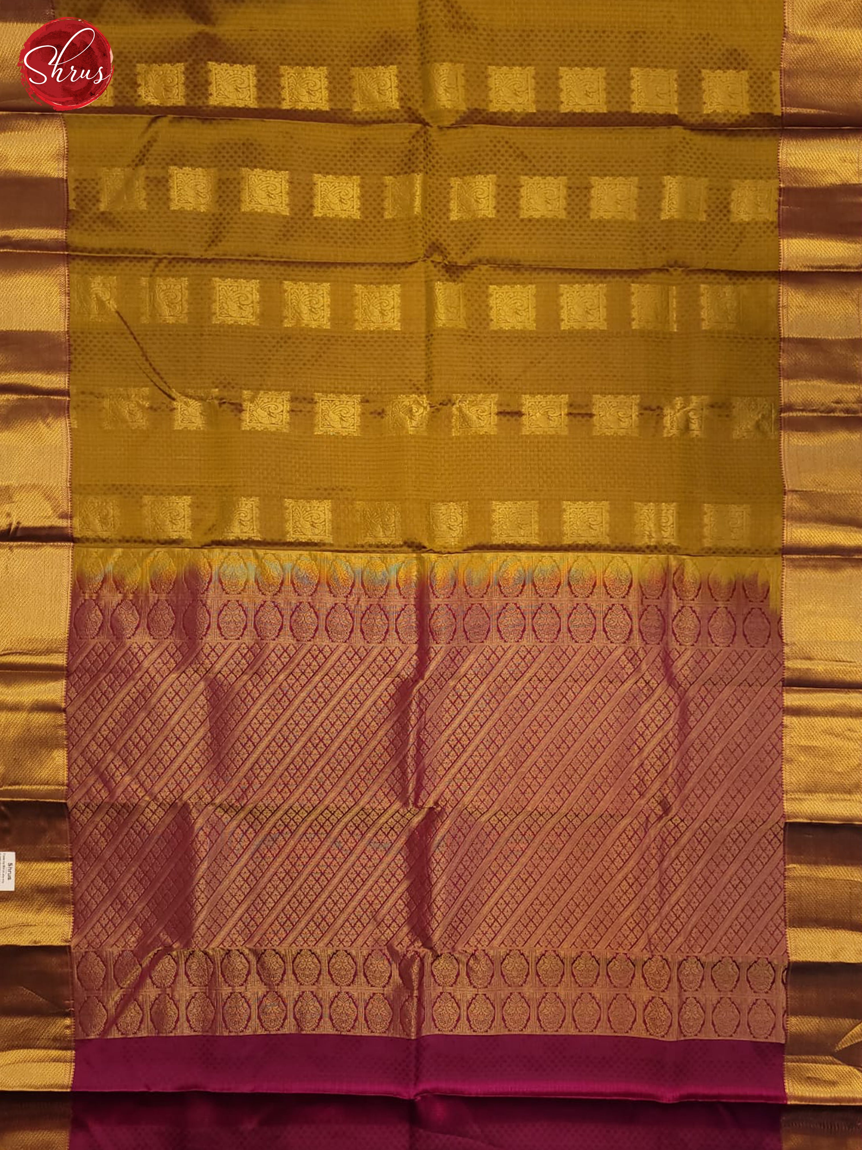 mehandi Green and purple- Kanchipuram half-pure Silk Saree - Shop on ShrusEternity.com