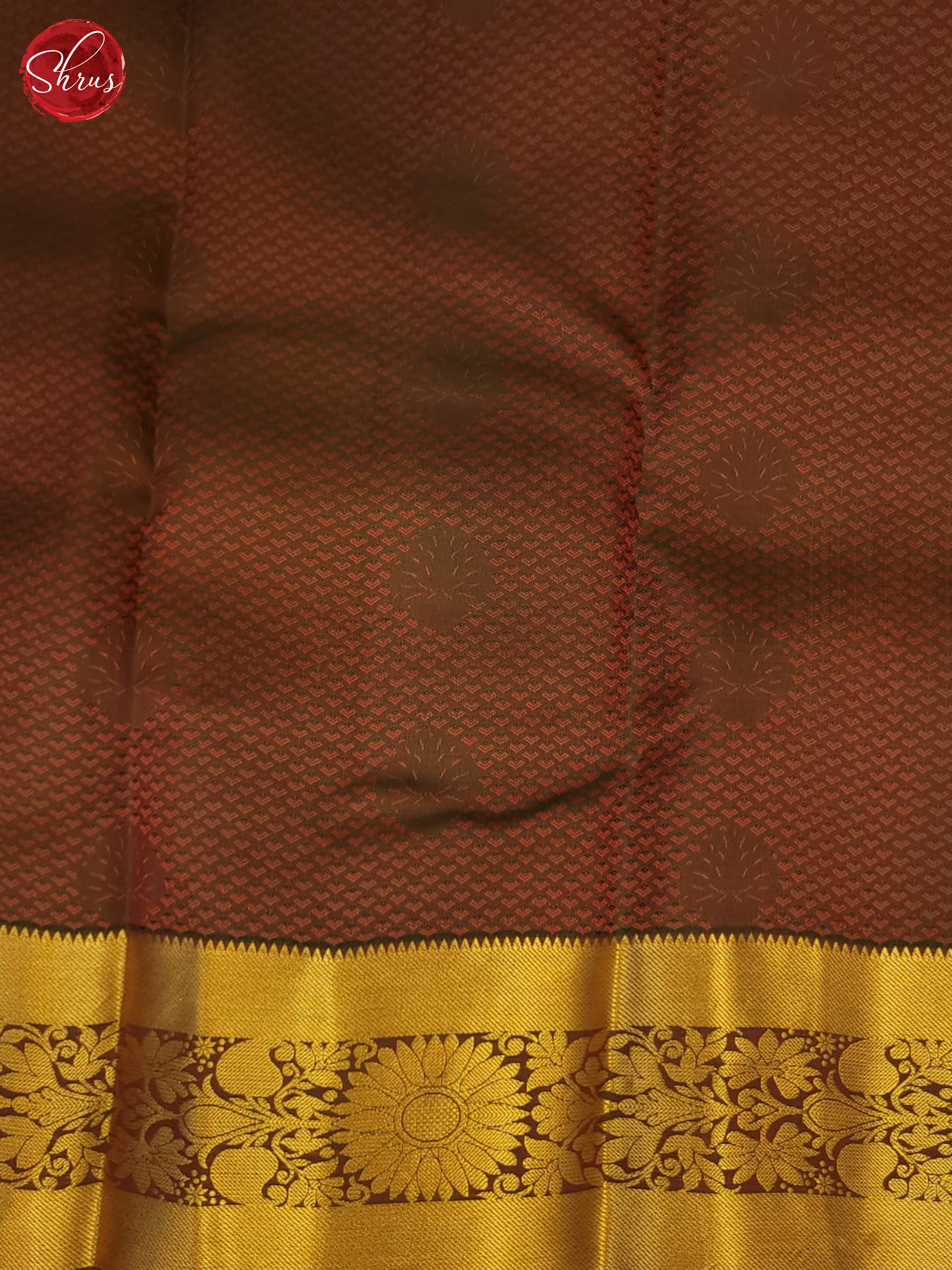 orange and Brown- Kanchipuram half-pure silk saree - Shop on ShrusEternity.com