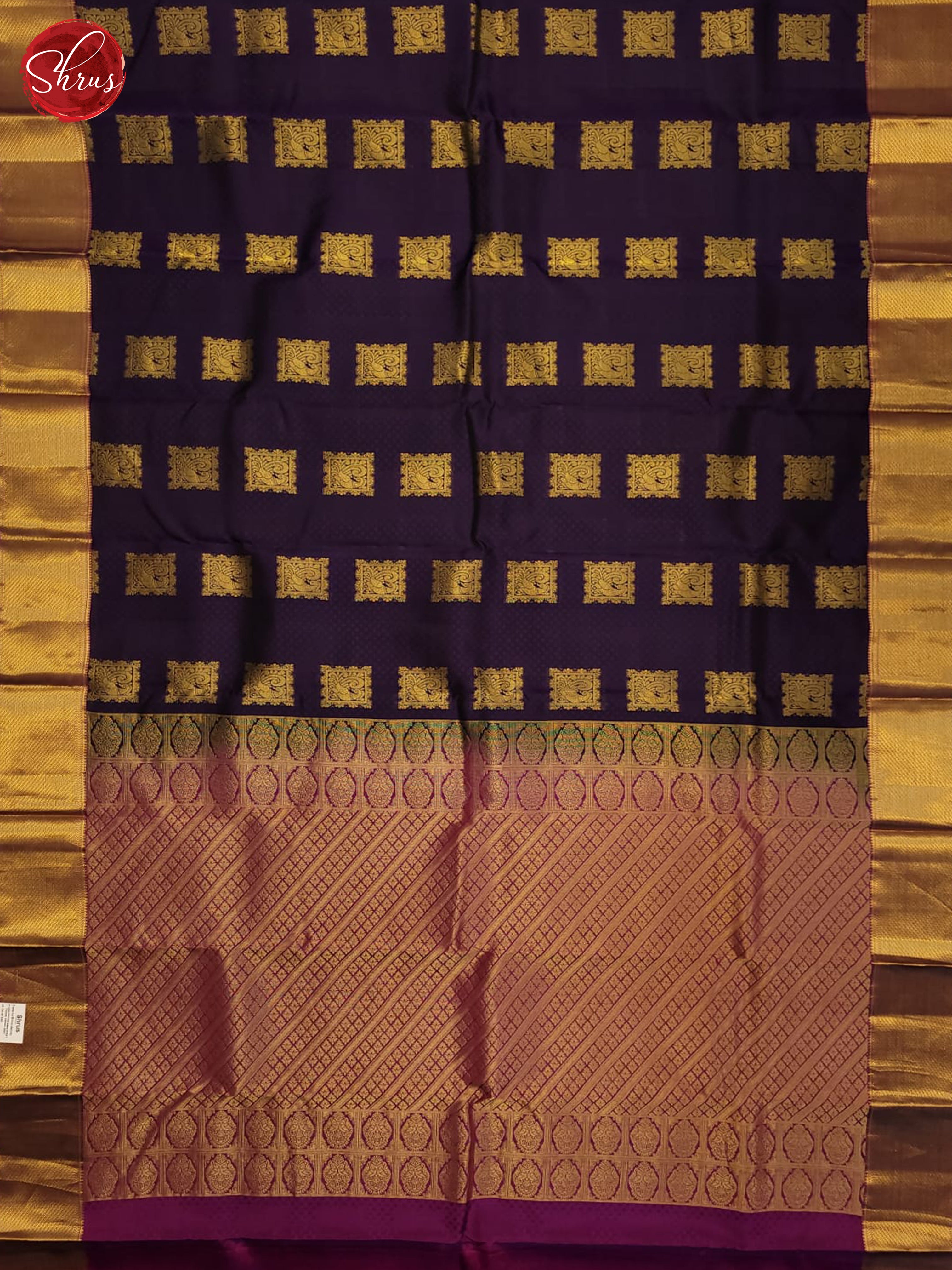 wine and majenta pink- Kanchipuram half-pure Silk Saree - Shop on ShrusEternity.com