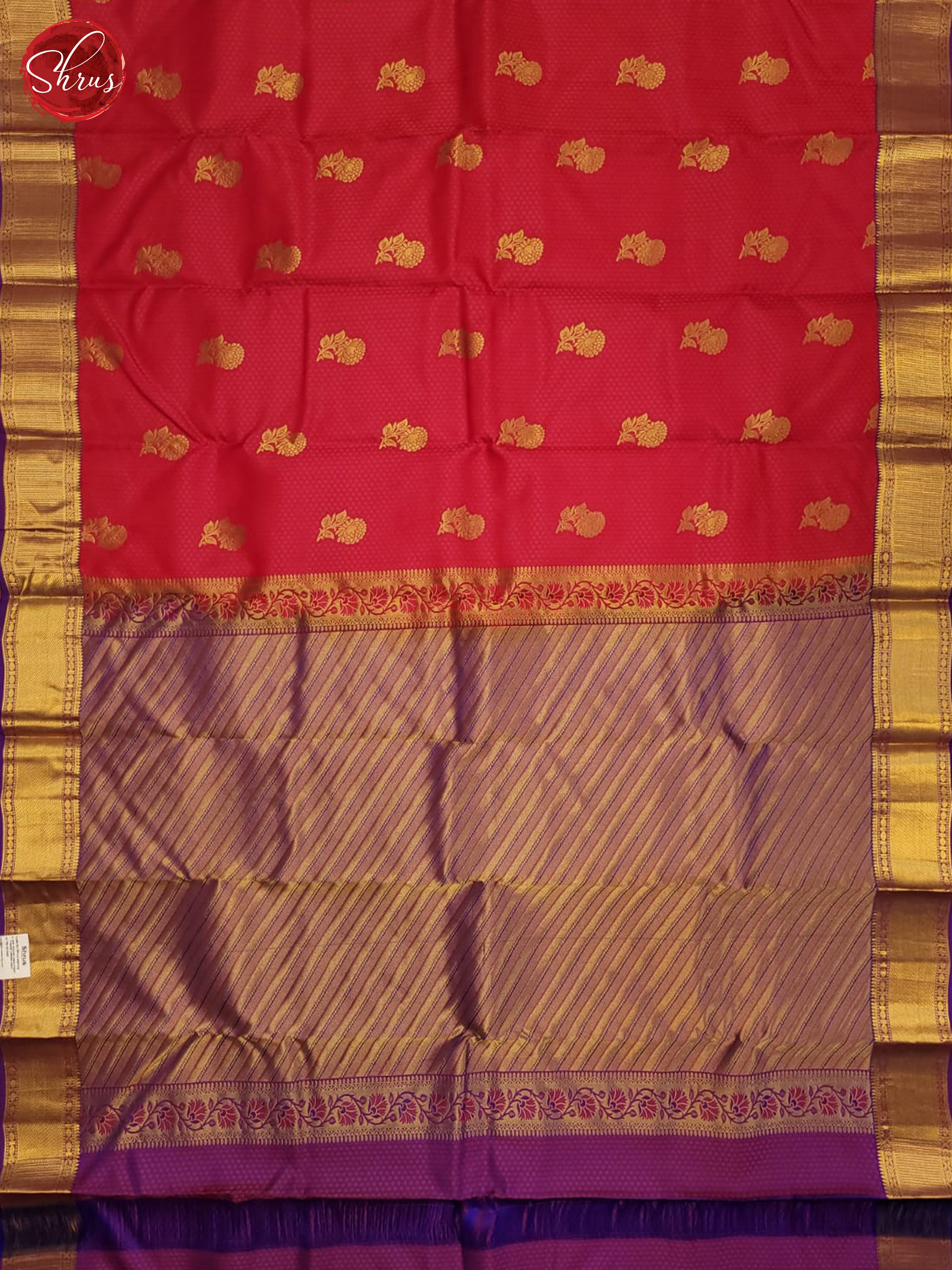 pink and vadamalli- Kanchipuram half-pure Silk Saree - Shop on ShrusEternity.com