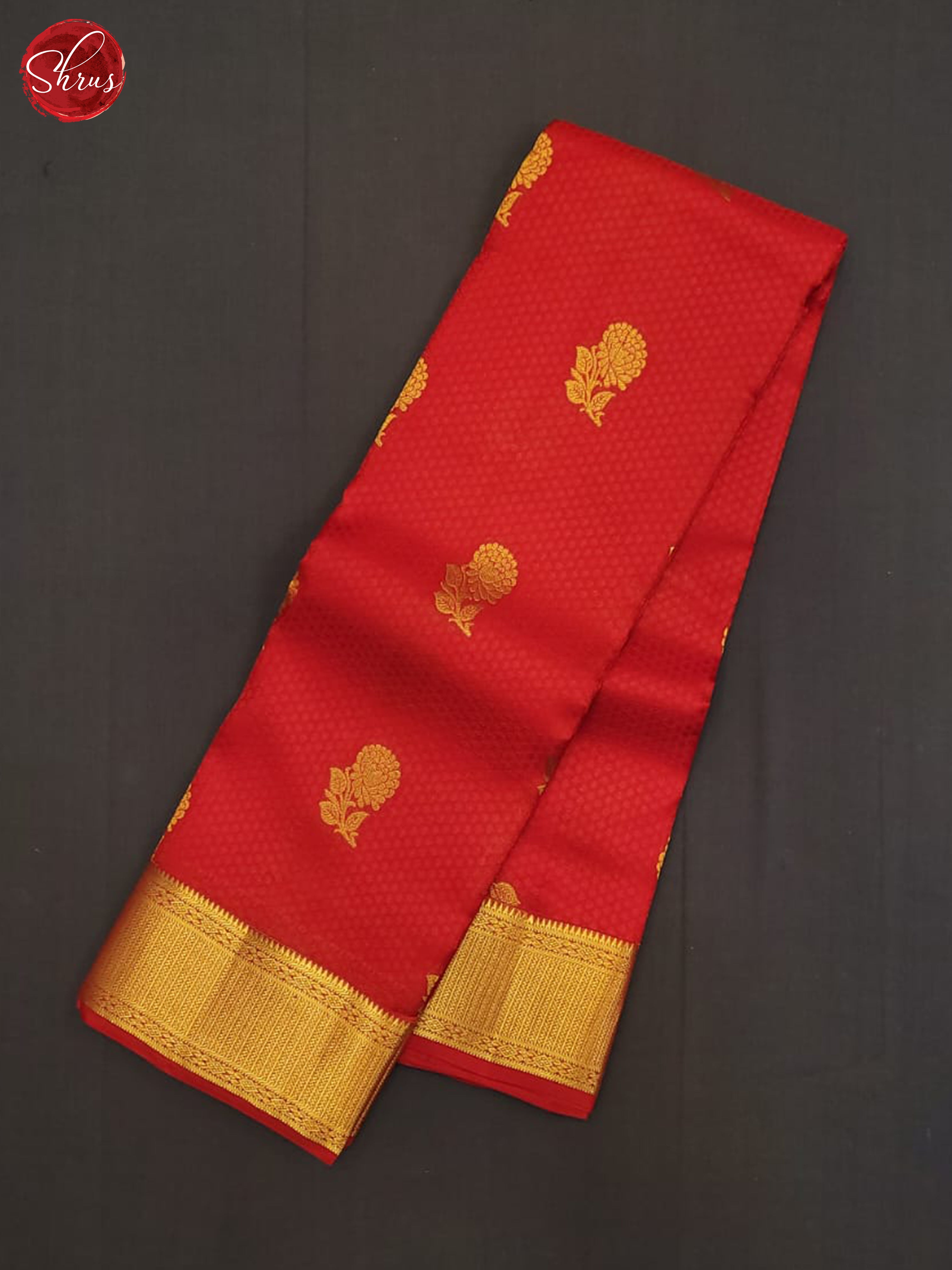 Red and Navy blue- Kanchipuram Half- Pure Silk Saree - Shop on ShrusEternity.com