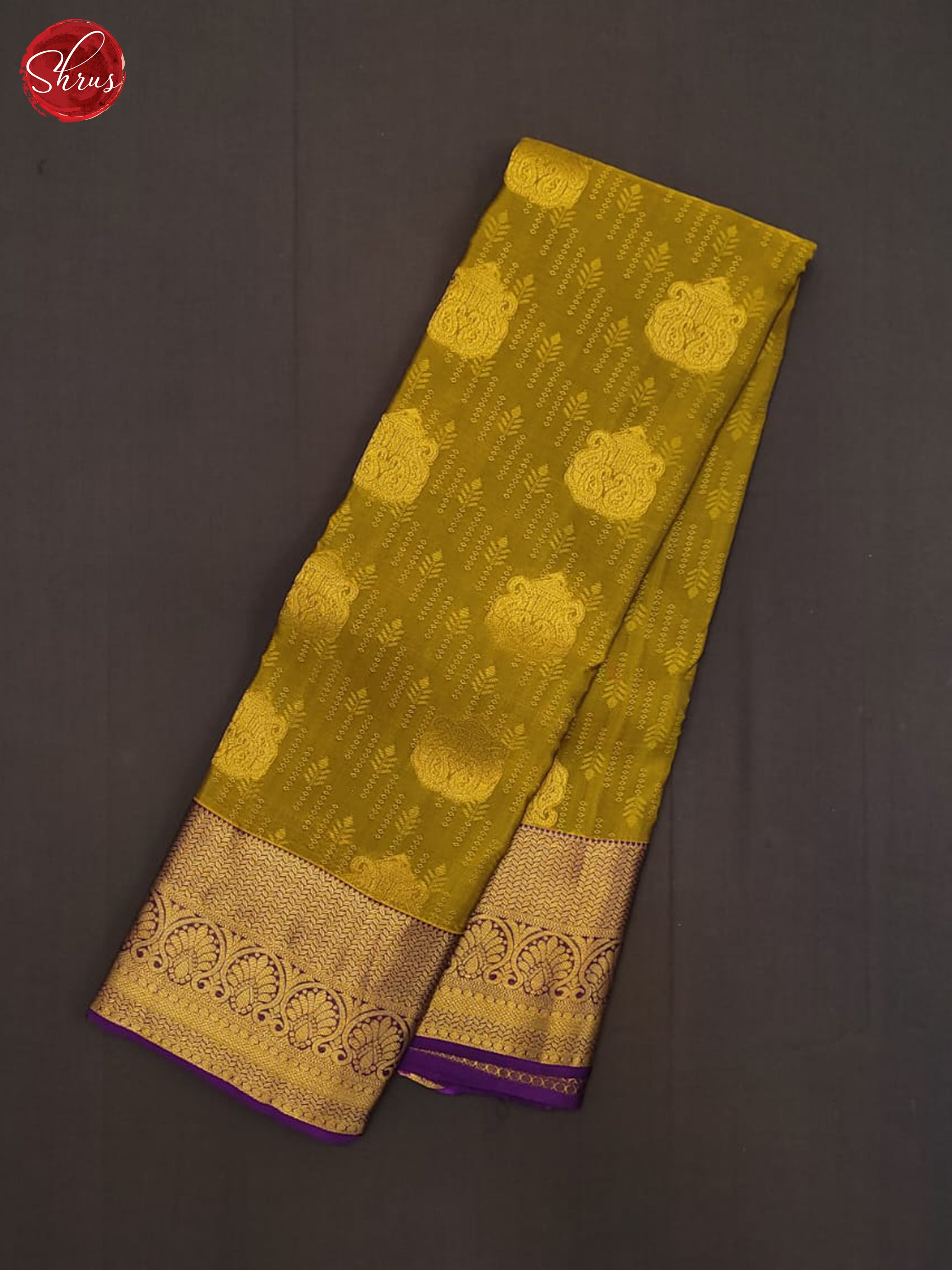 Green and violet- Kanchipuram half-pure Silk Saree - Shop on ShrusEternity.com