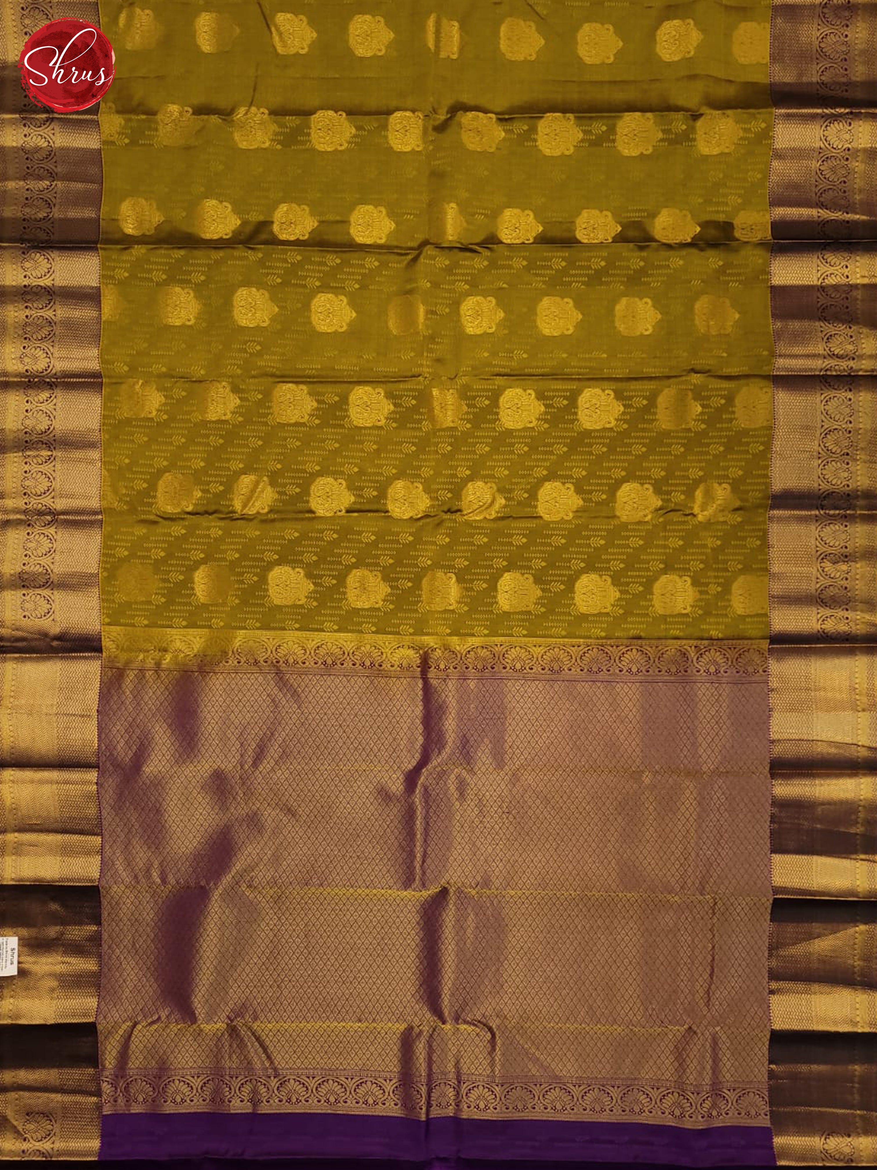 Green and violet- Kanchipuram half-pure Silk Saree - Shop on ShrusEternity.com