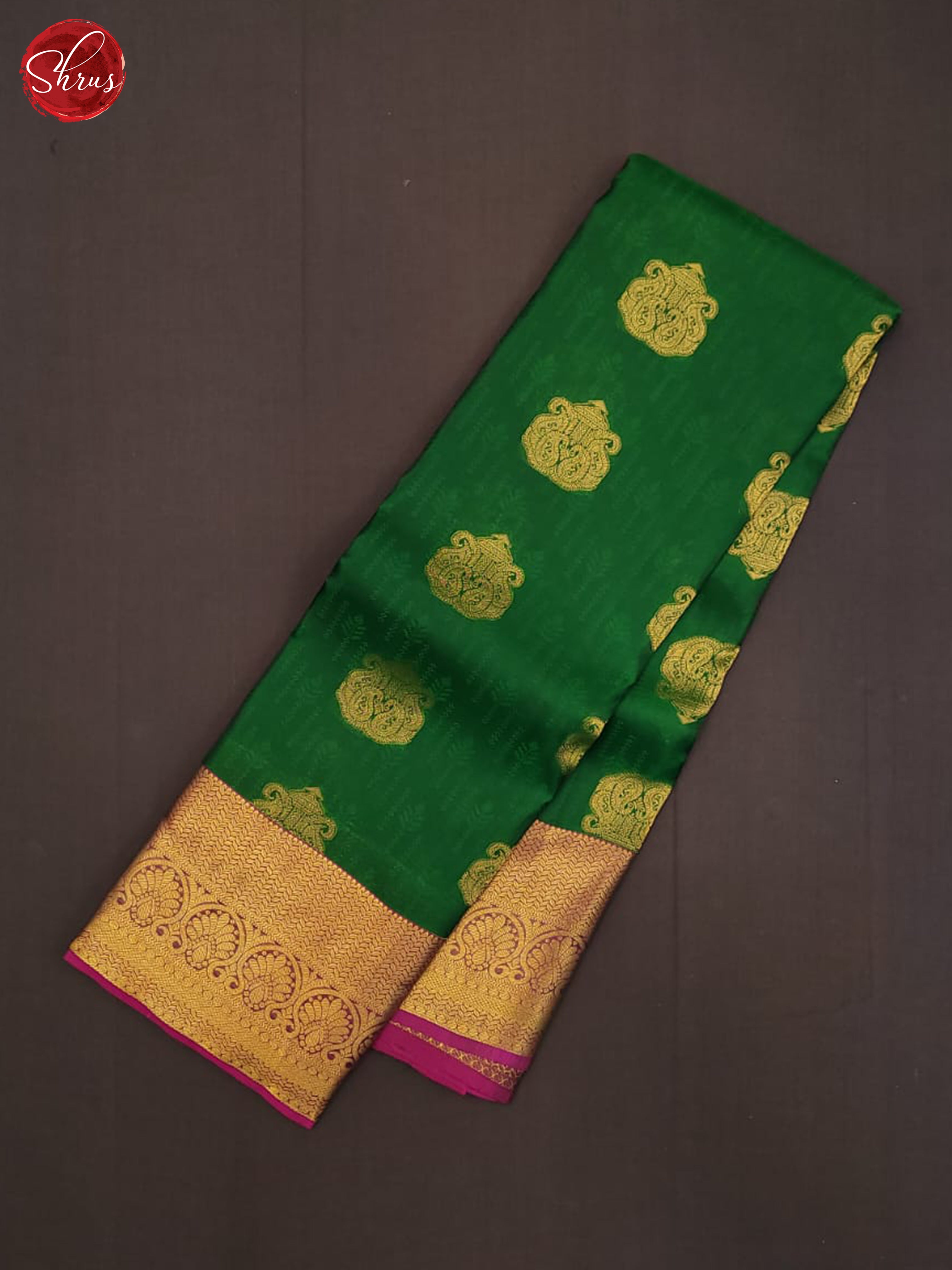 green and vadamalli- Kanchipuram half-pure Silk Saree - Shop on ShrusEternity.com