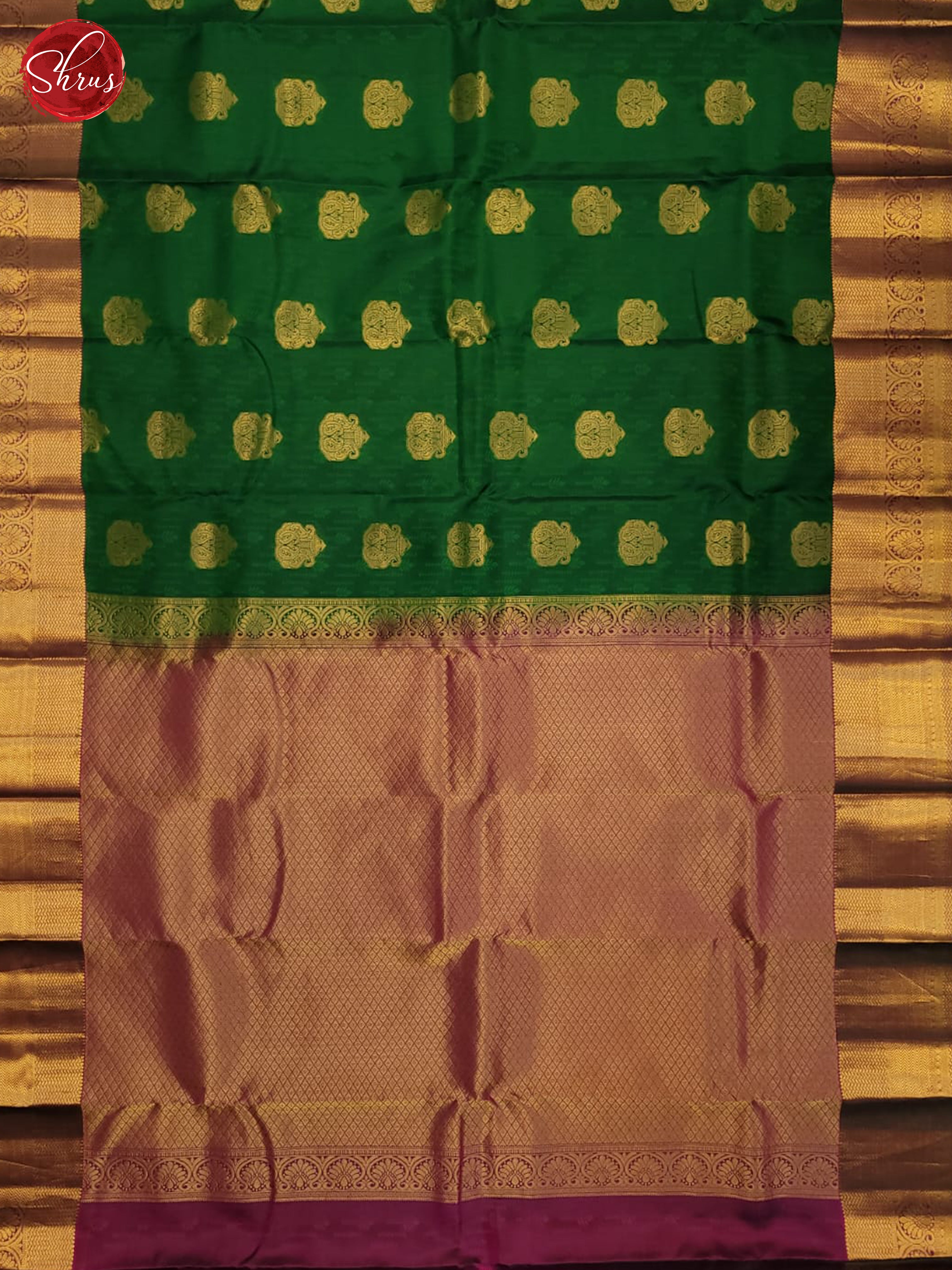 green and vadamalli- Kanchipuram half-pure Silk Saree - Shop on ShrusEternity.com