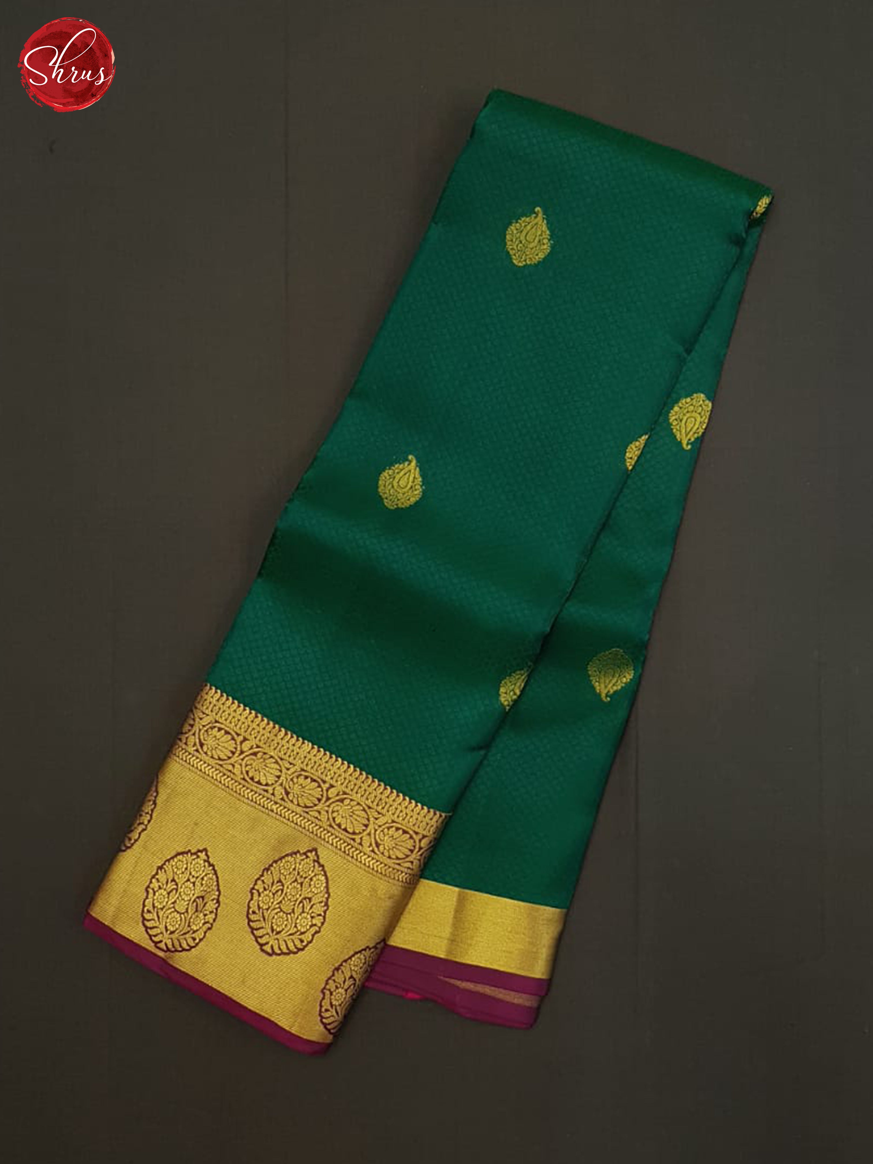 Green And Wine- Kanchipuram Half-pure Silk Saree - Shop on ShrusEternity.com