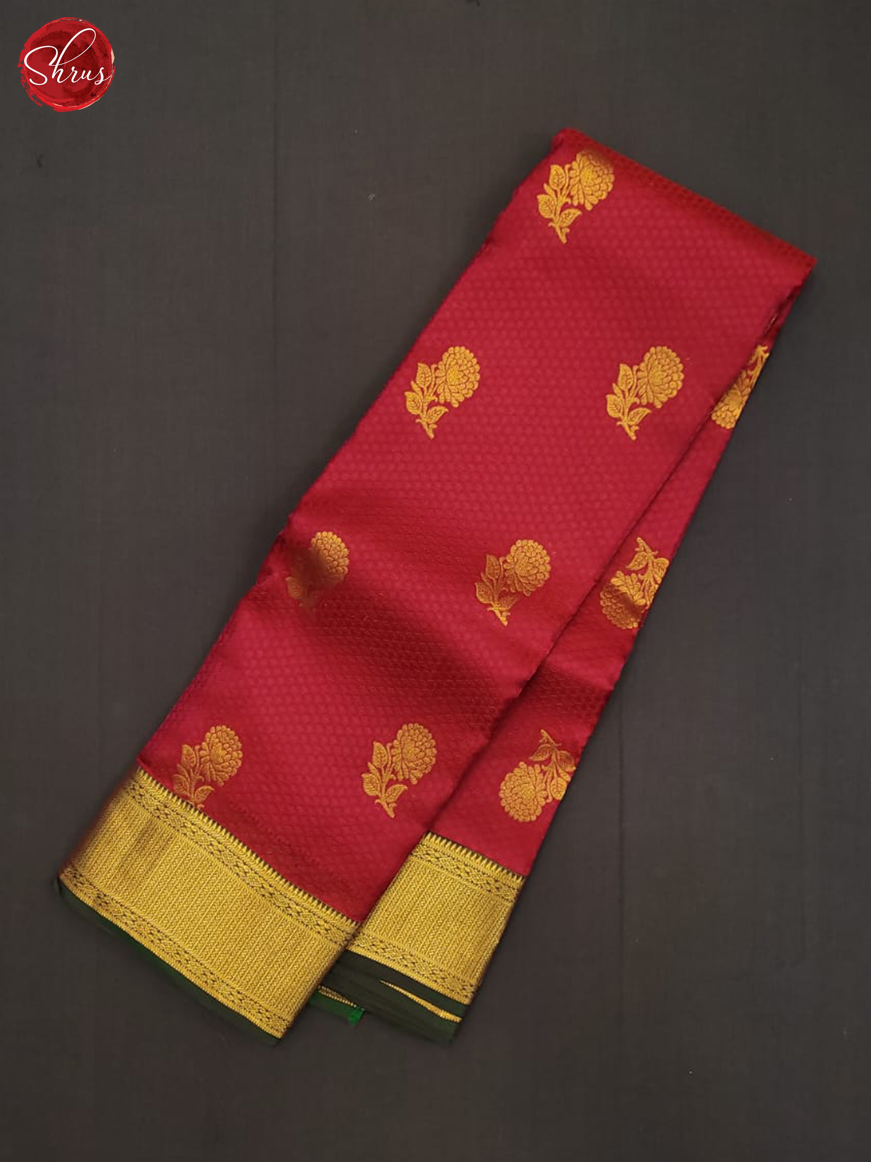 Red and Green- Kanchipuram Half-Pure Silk Saree - Shop on ShrusEternity.com