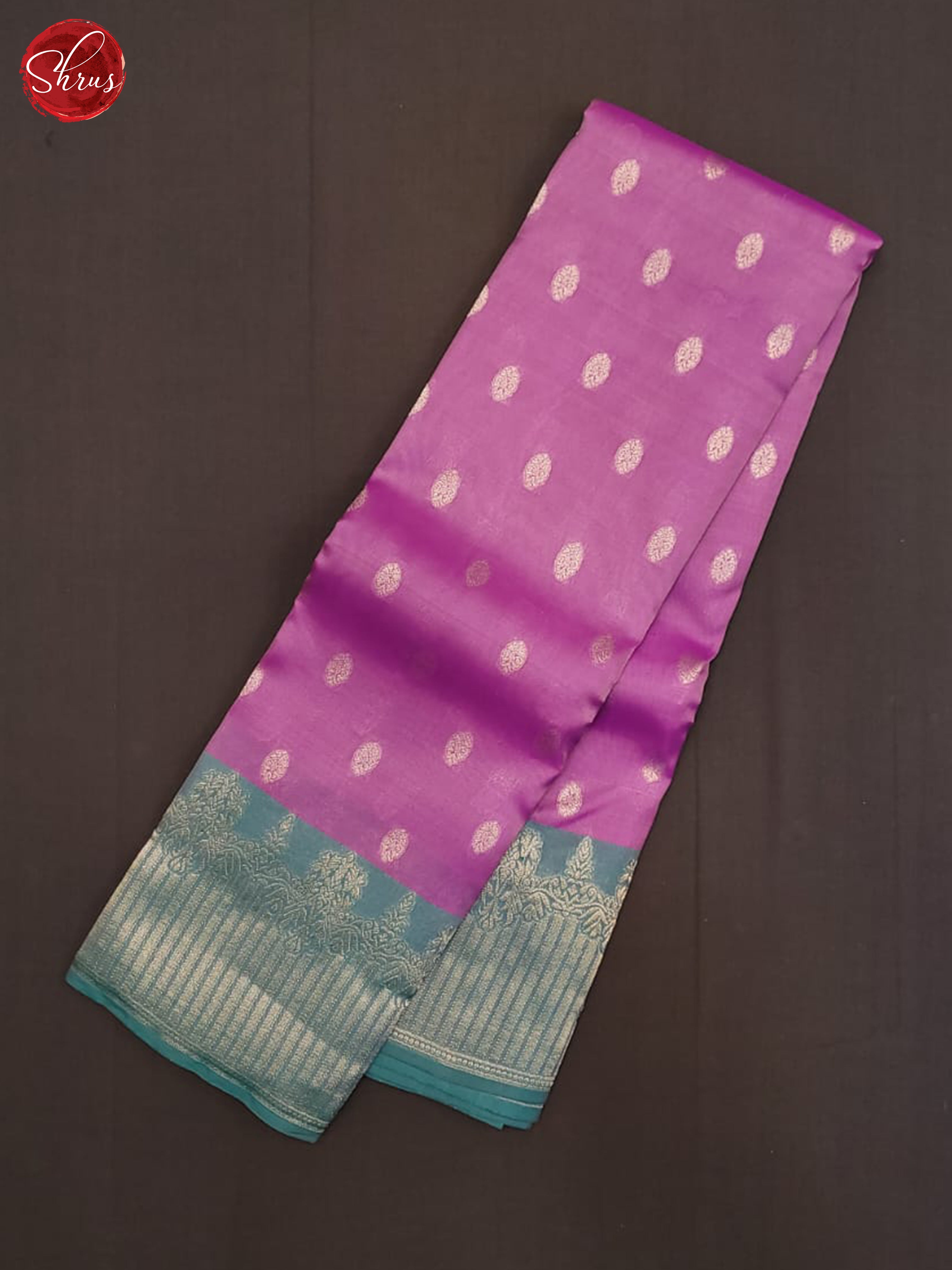 lavender and Teal Blue- Kanchipuram Half-Pure Silk Saree - Shop on ShrusEternity.com