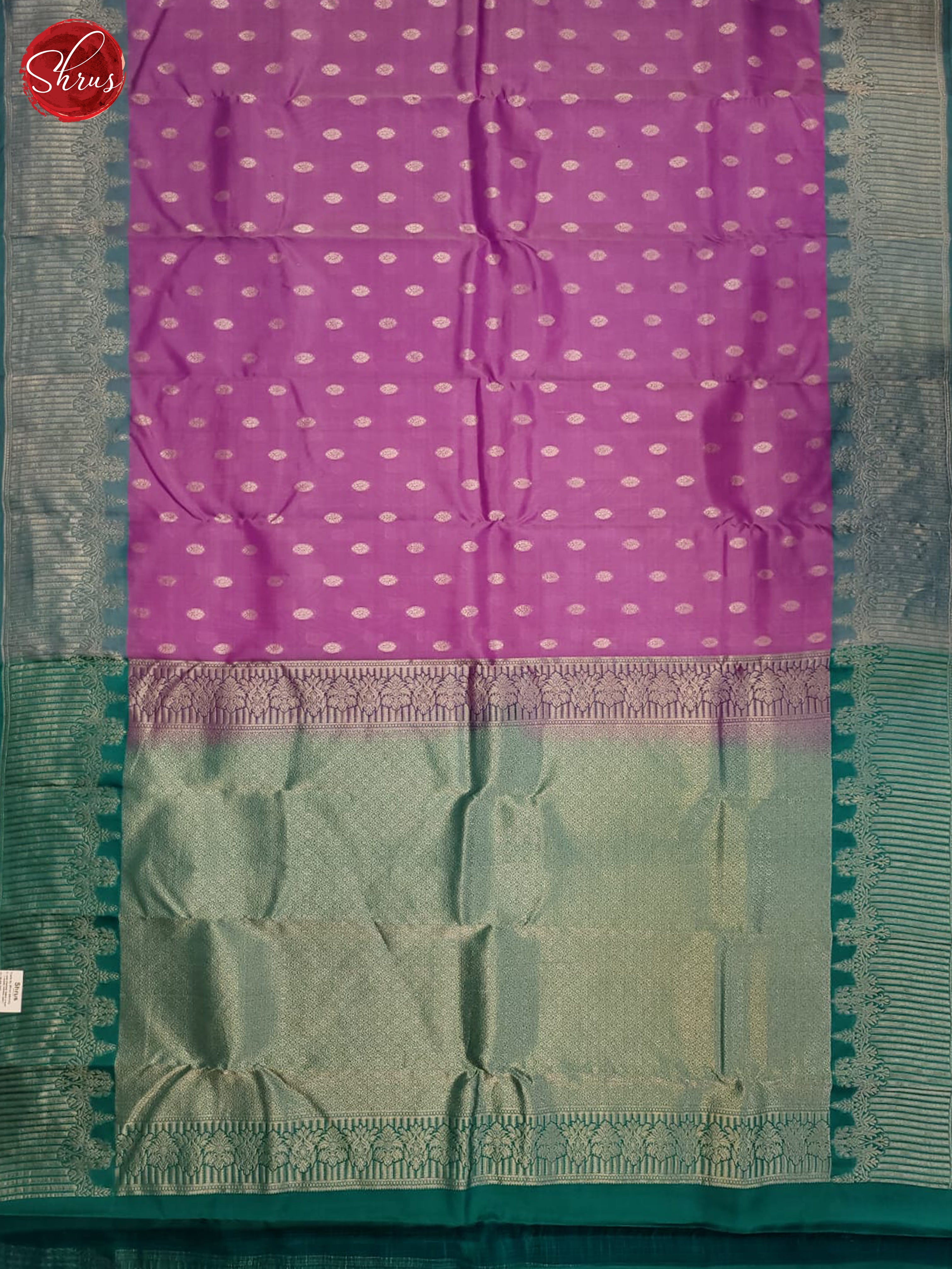 lavender and Teal Blue- Kanchipuram Half-Pure Silk Saree - Shop on ShrusEternity.com