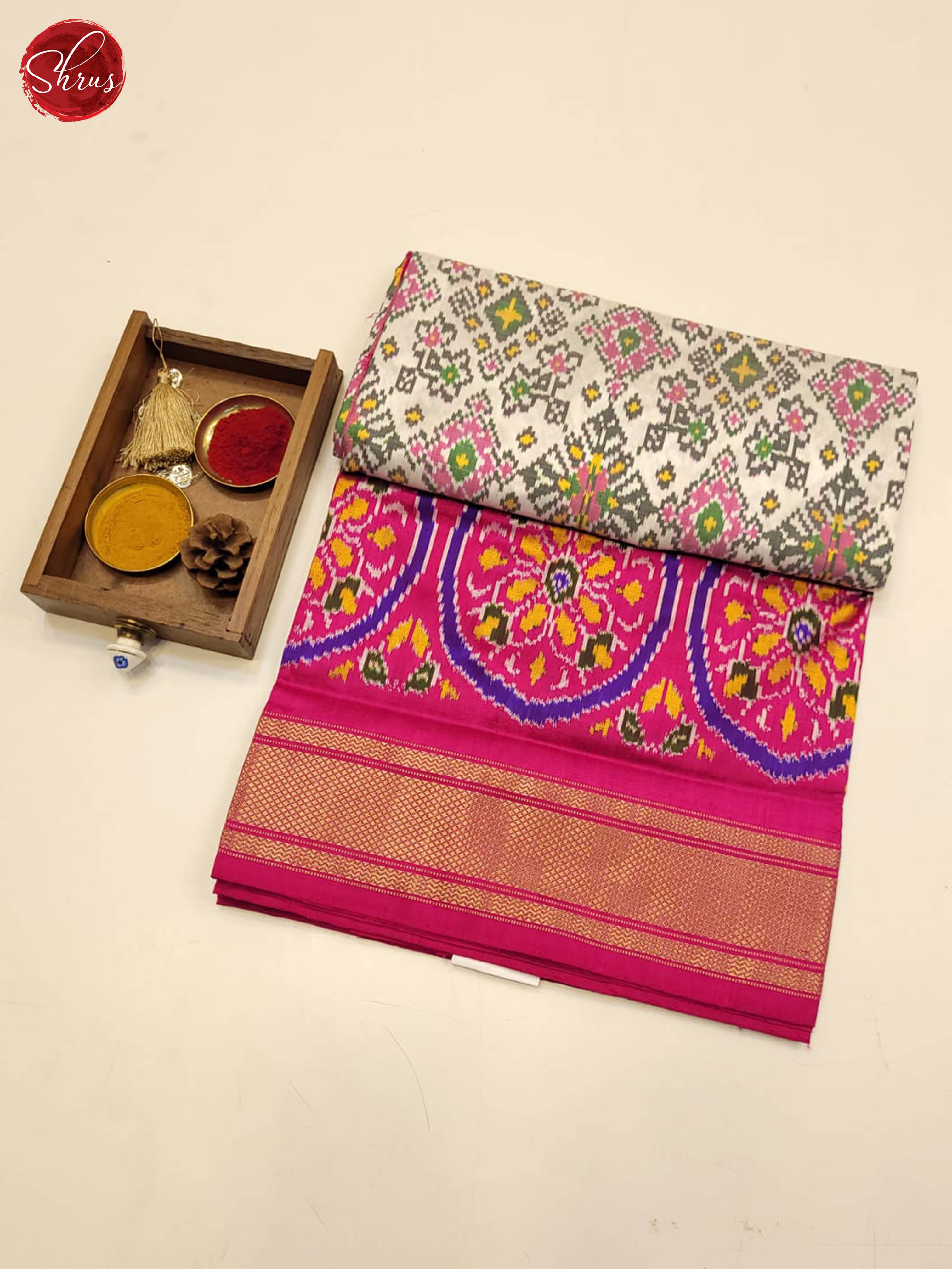 cream and pink- ikkat Silk Saree - Shop on ShrusEternity.com